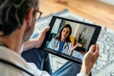 Doctor Participating In A Remote Telemedicine Video Consultation
