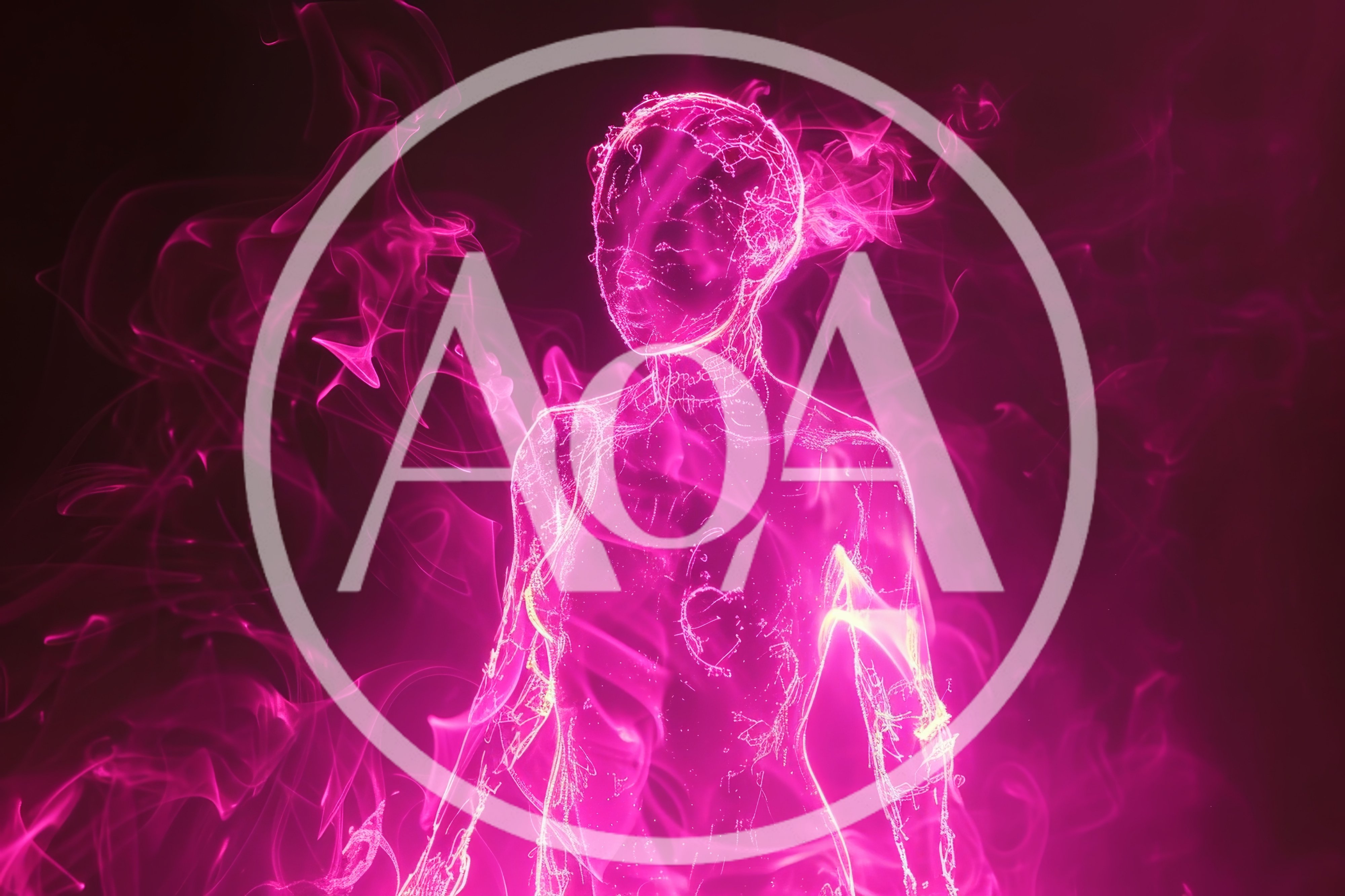 Abstract Human Silhouette Formed By Glowing Pink Smoke