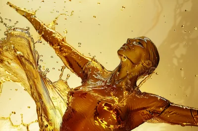 Abstract Human Figure Formed From Liquid Gold Splash