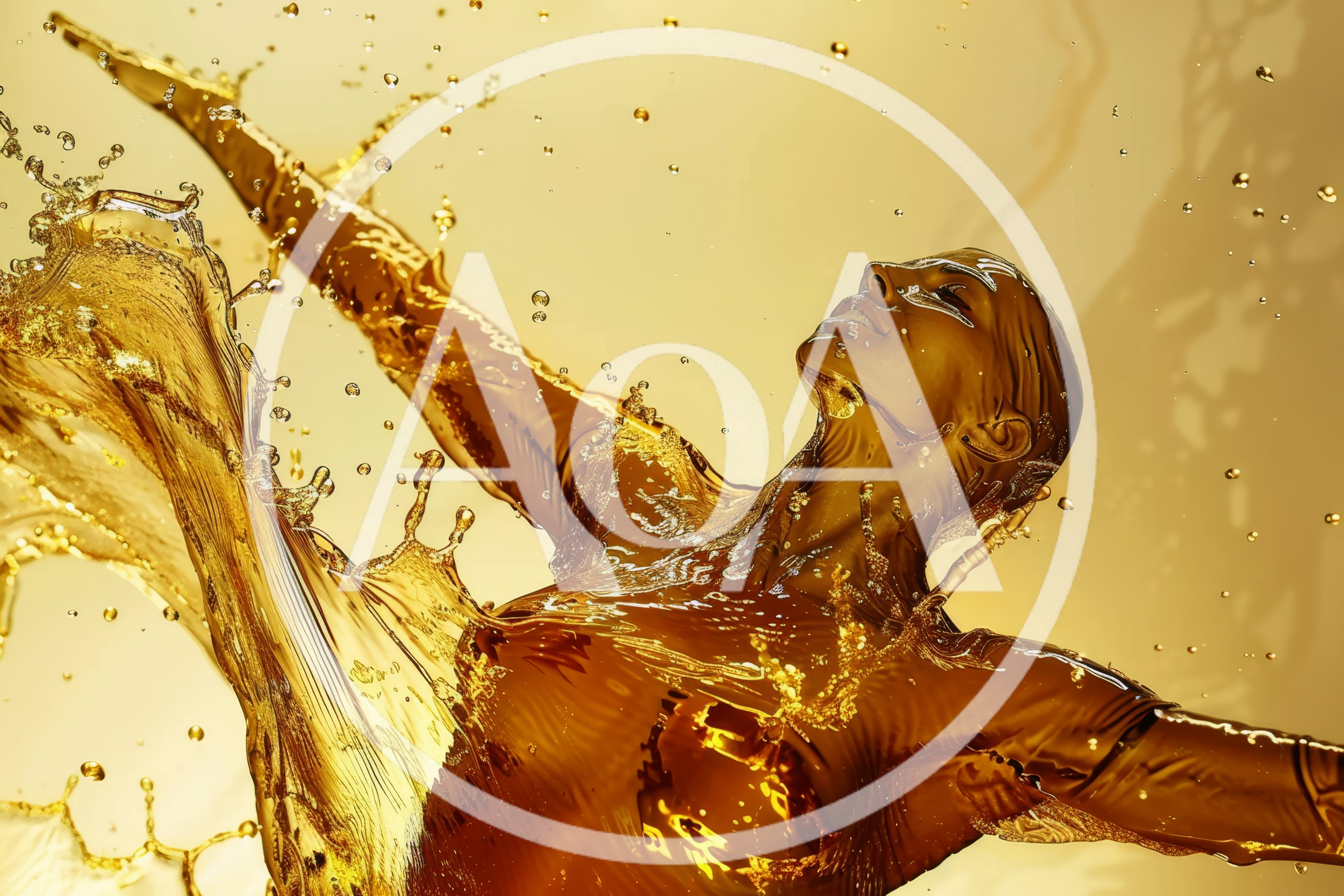Abstract Human Figure Formed From Liquid Gold Splash
