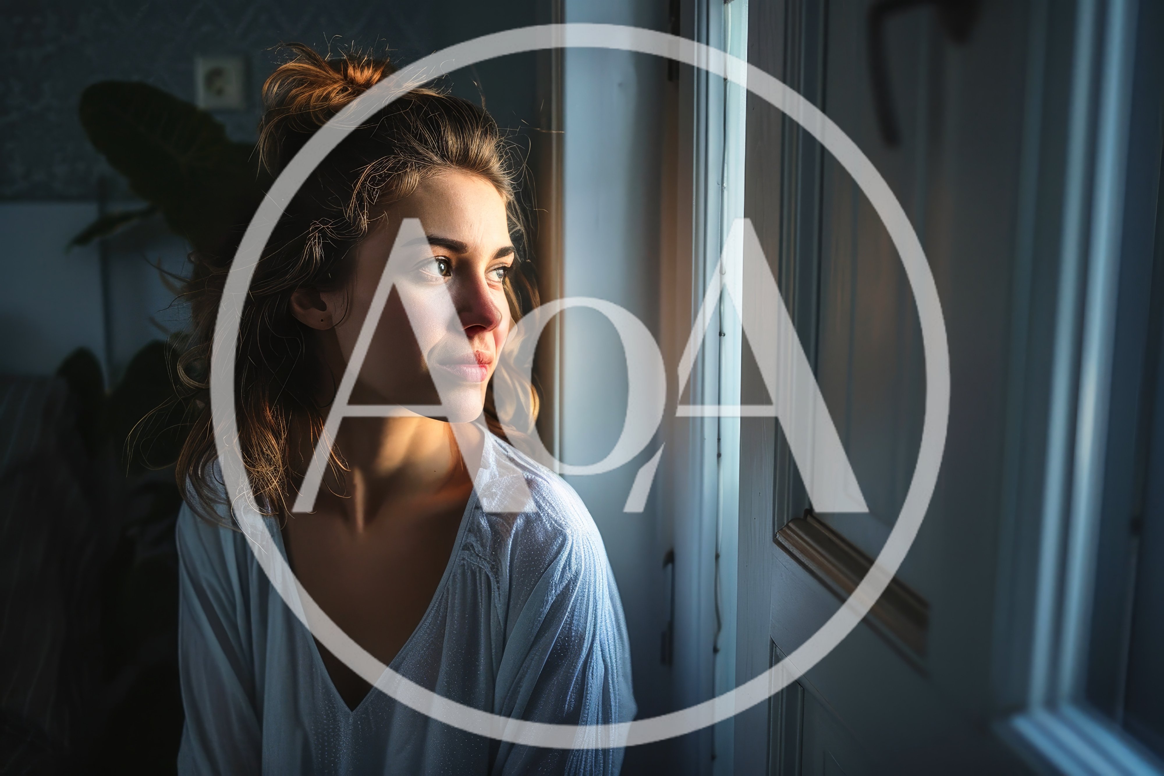 Young Woman Looking Out A Window In Soft Light