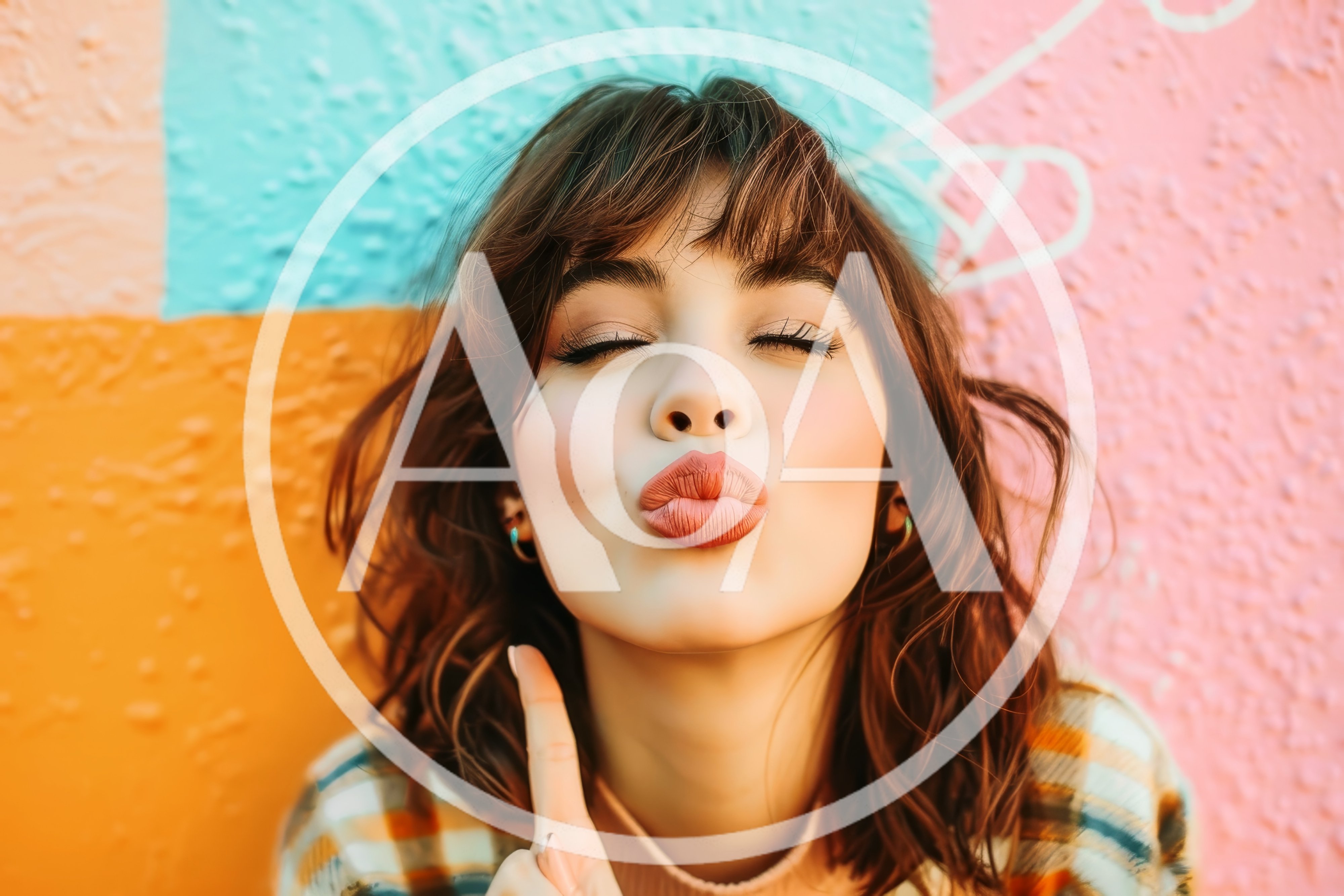 Young Woman Posing With A Playful Kissing Expression