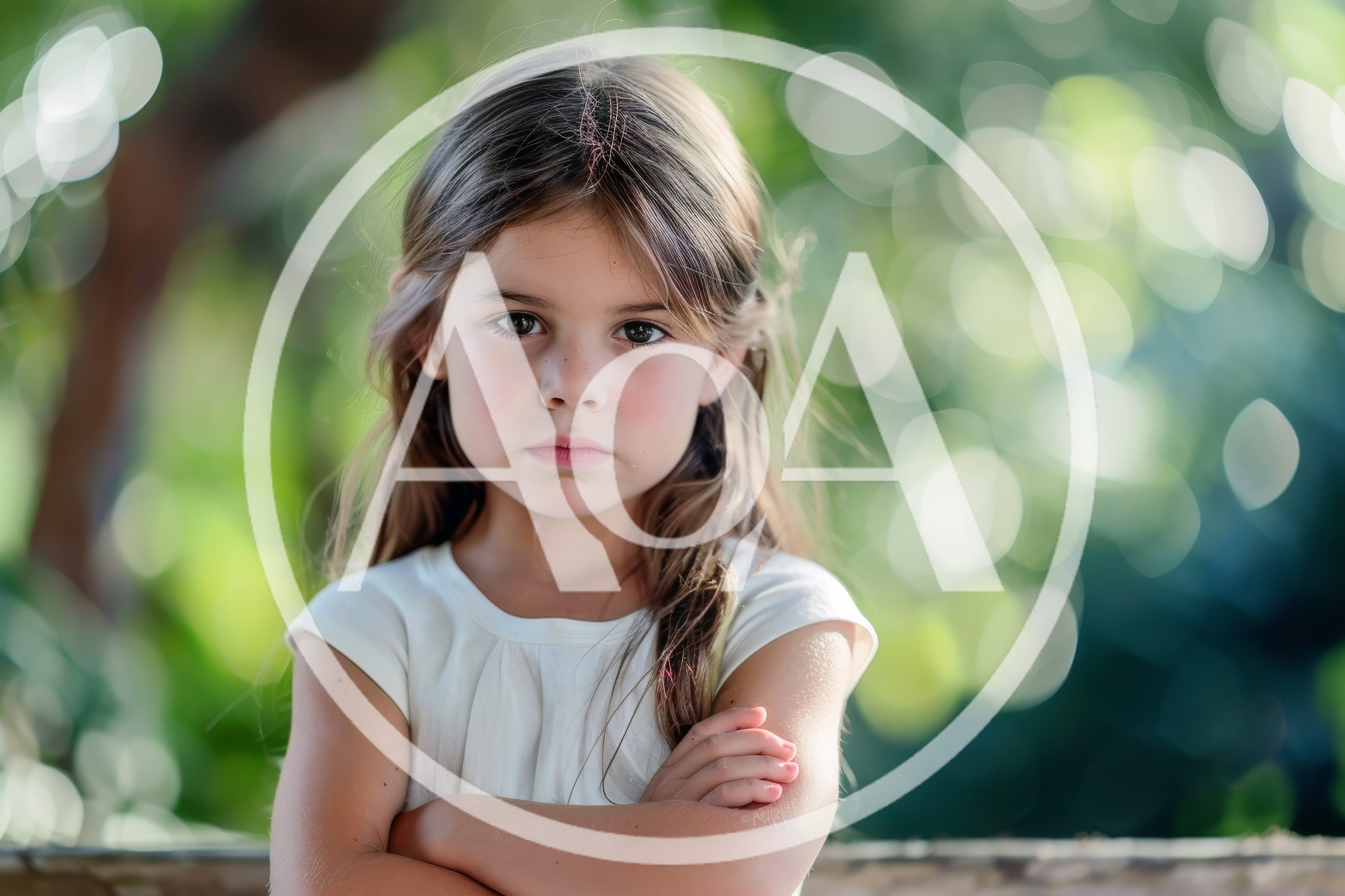 Portrait Of A Serious Young Girl With Crossed Arms