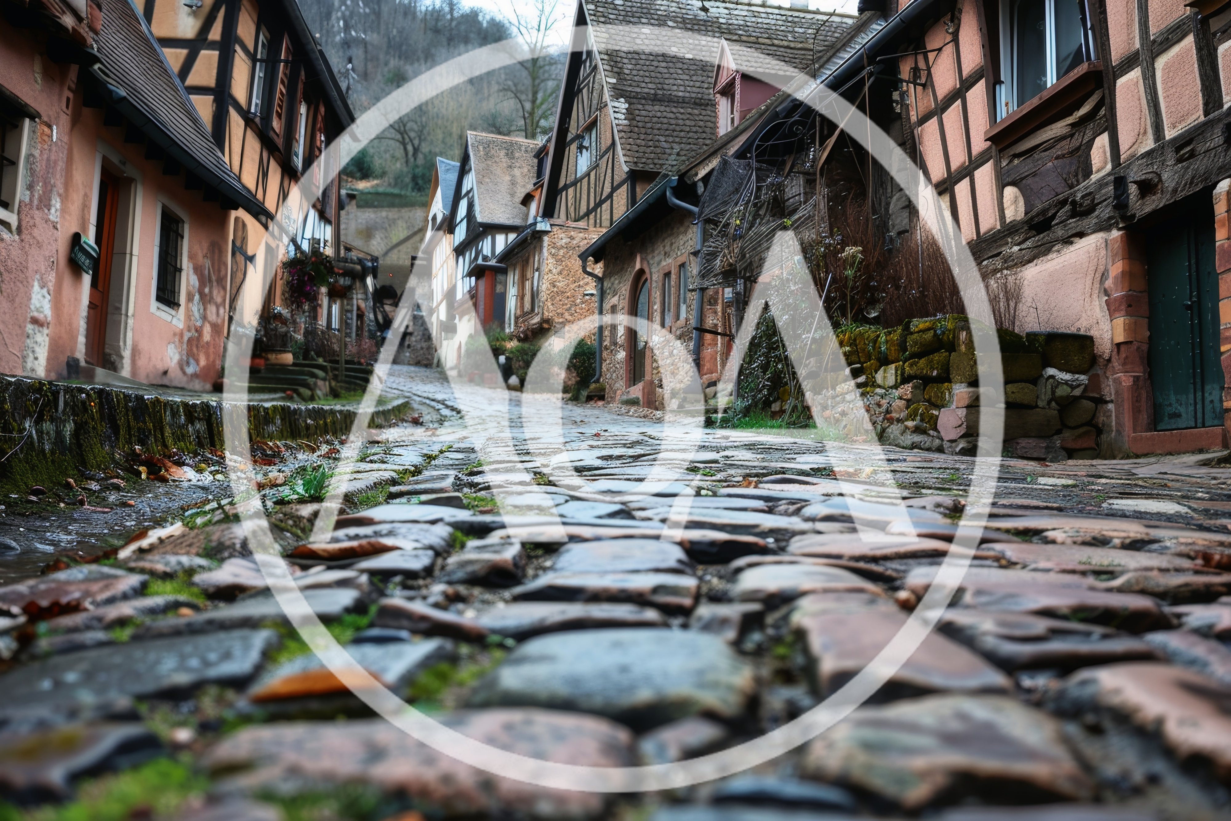 Cobblestone Street In A Historic European Village