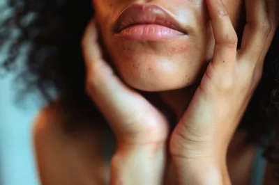Close Up Of A Woman Touching Her Chin