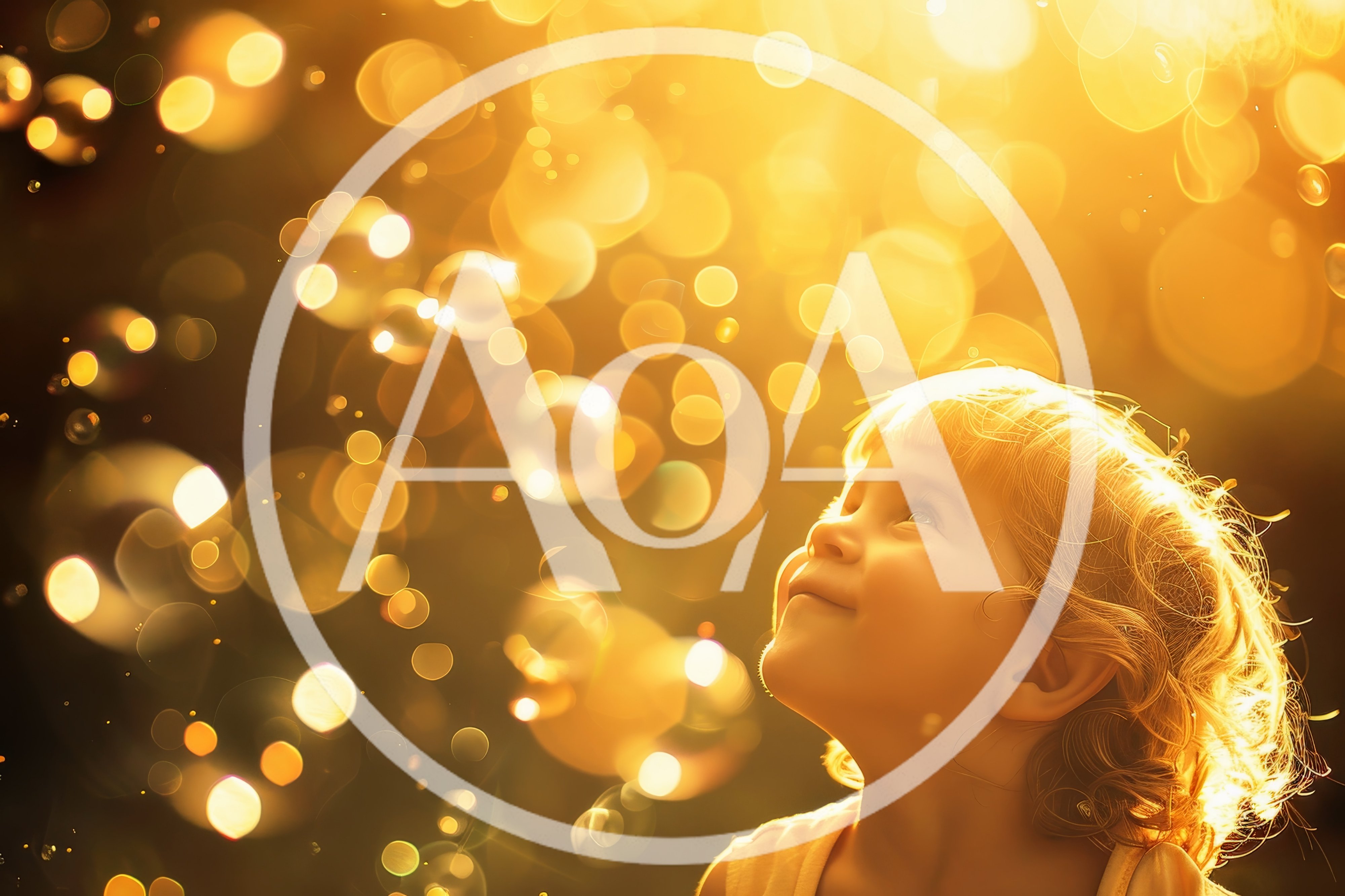 Young Child Watching Floating Bubbles In Golden Sunlight