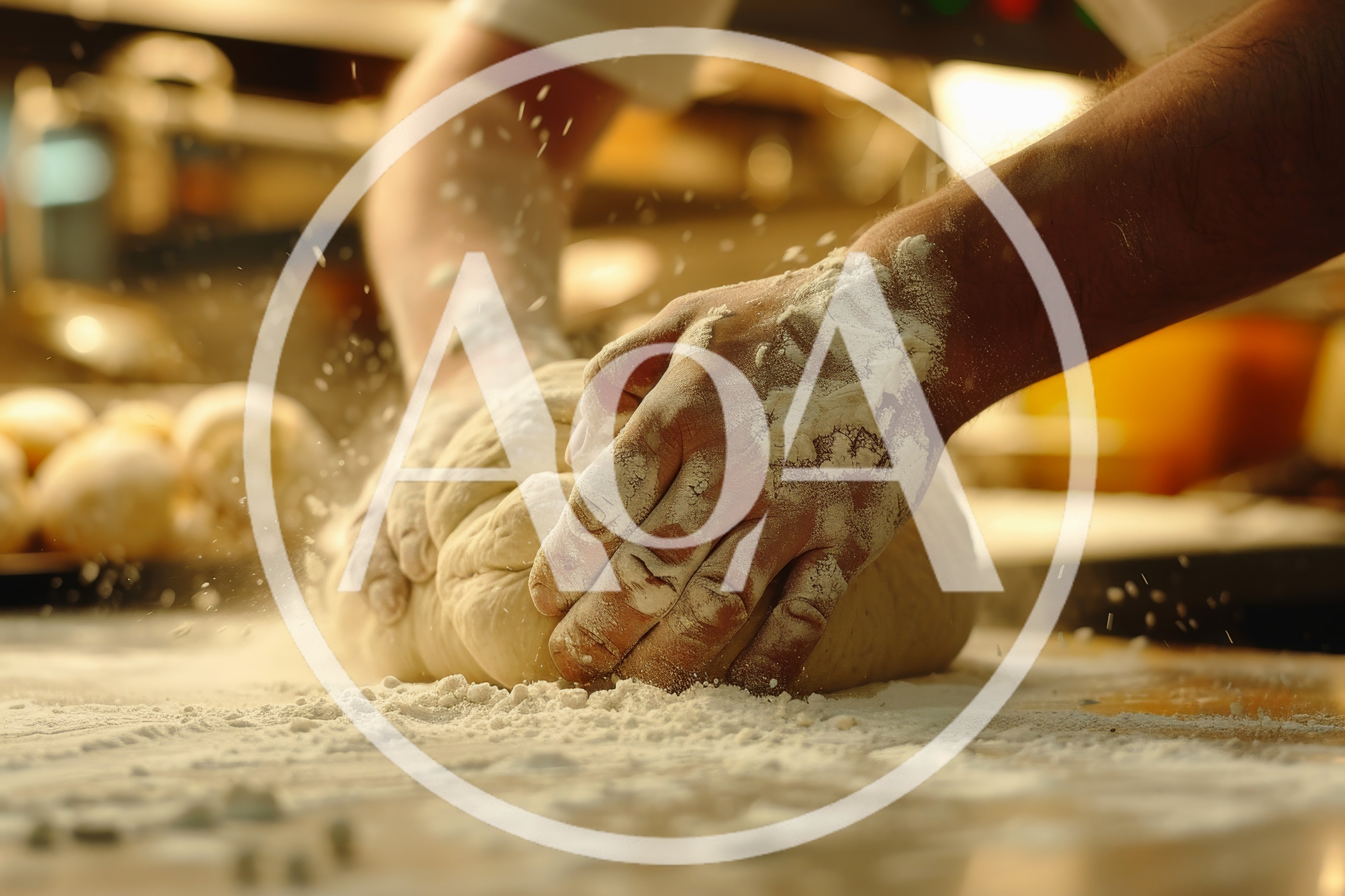 Baker Kneading Fresh Dough On A Floured Surface