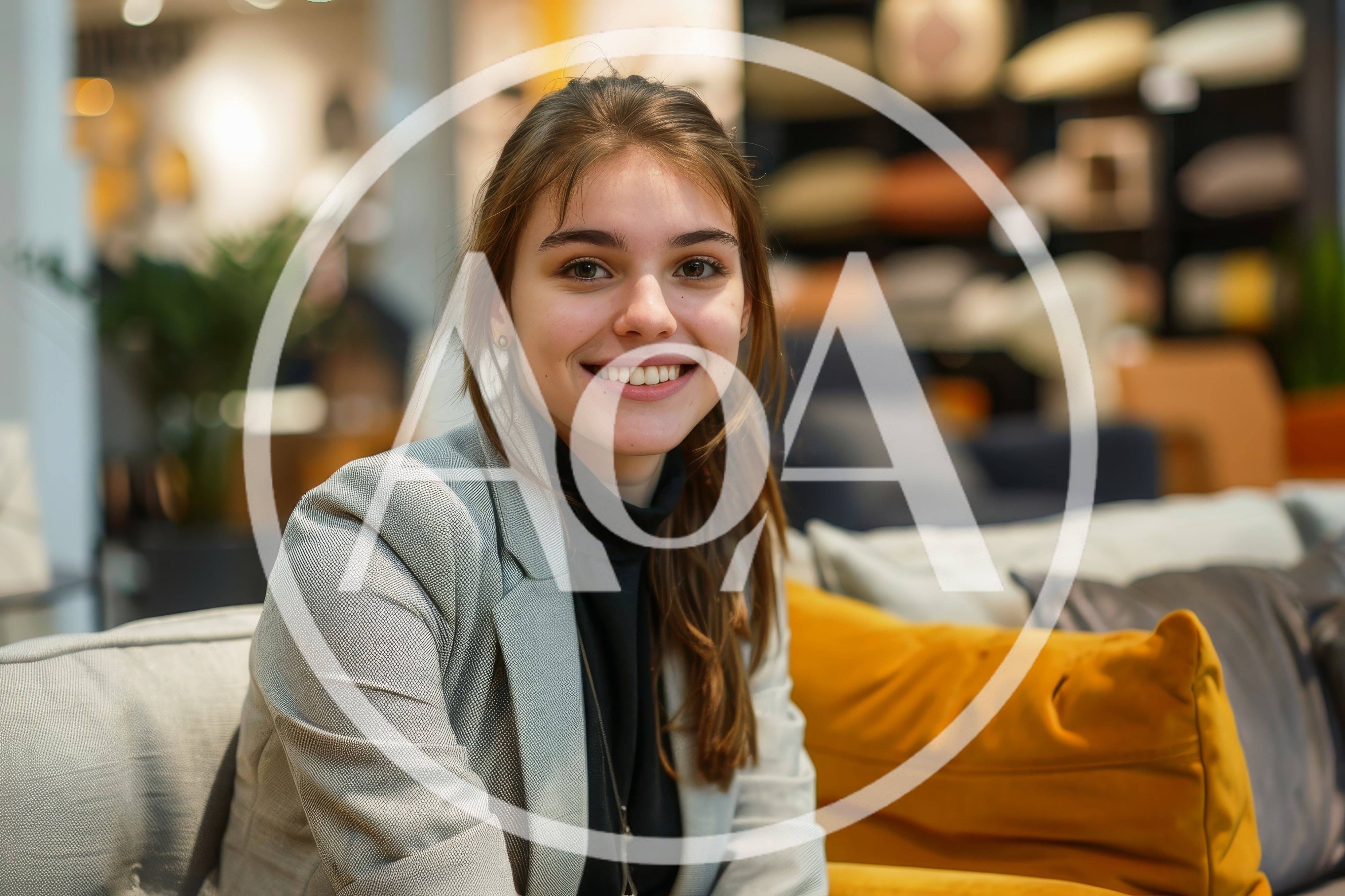 Young Woman Smiling In A Furniture Store