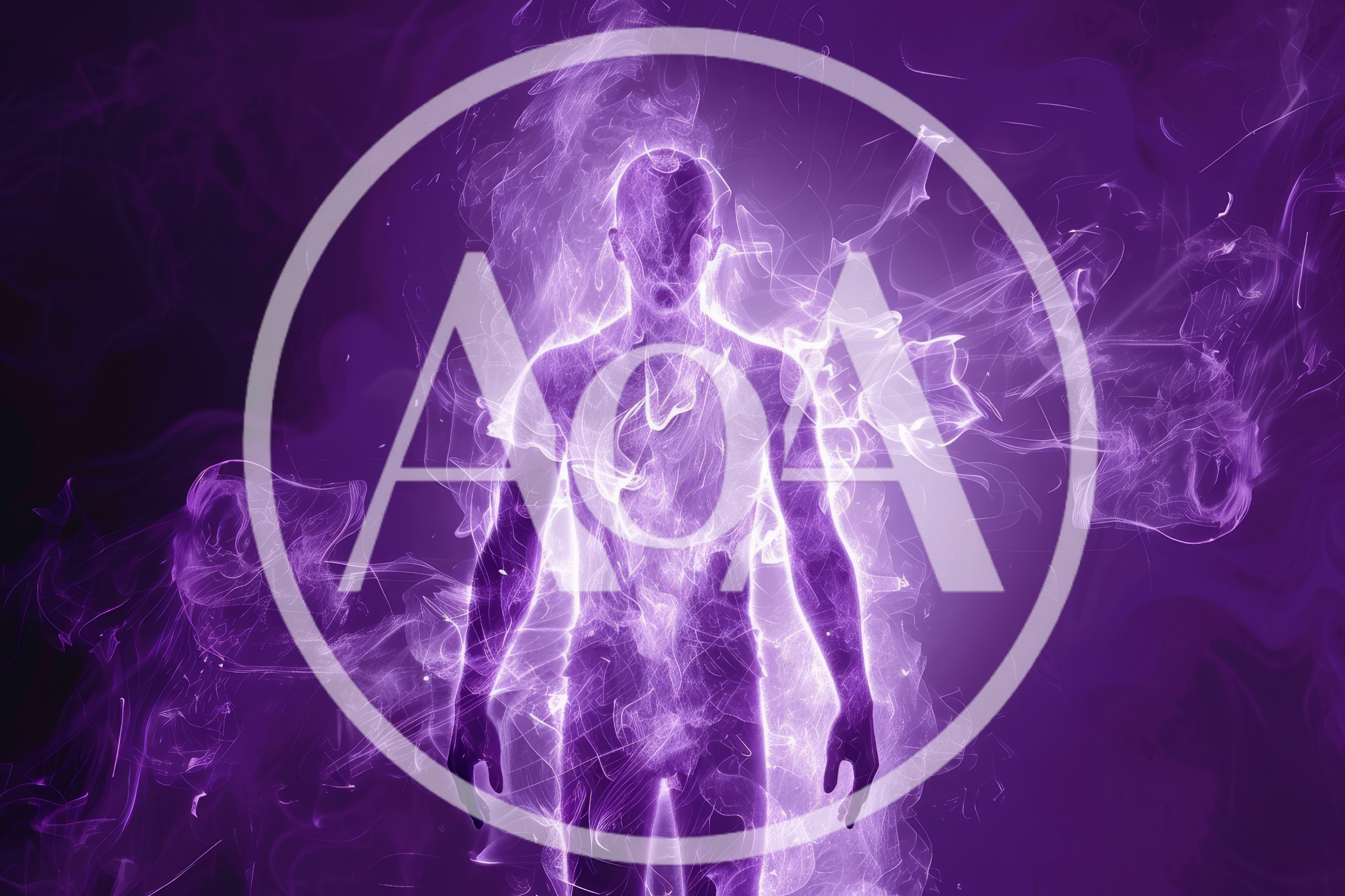 Ethereal Human Silhouette Surrounded By Swirling Purple Energy