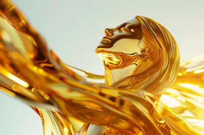 Abstract Golden Human Figure With Flowing Liquid Gold