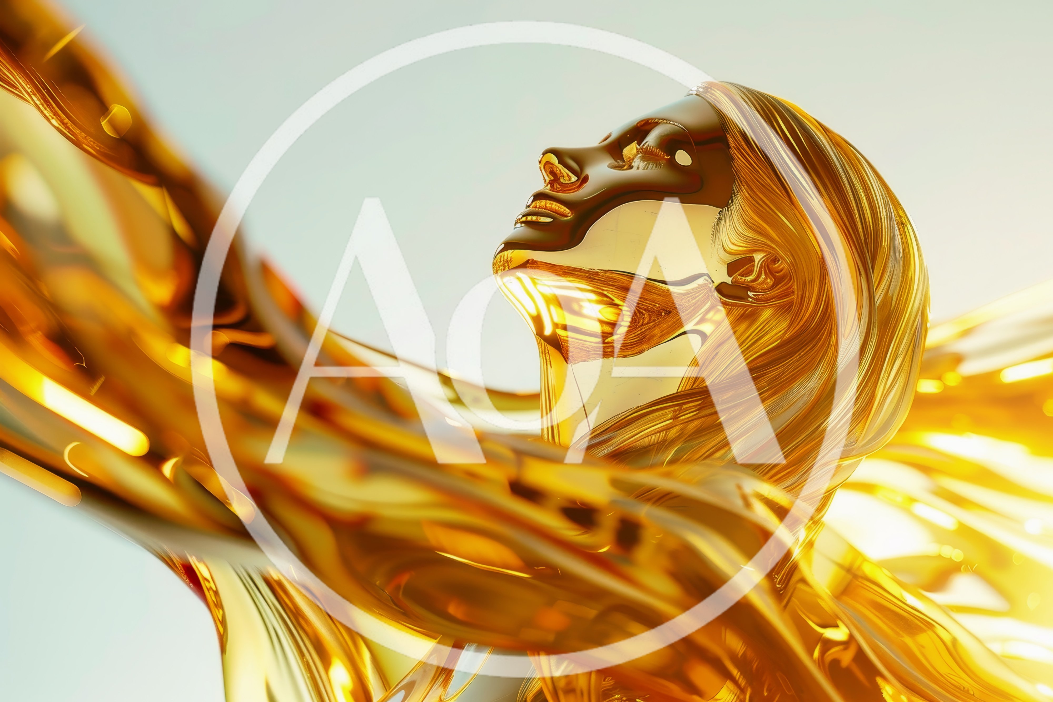 Abstract Golden Human Figure With Flowing Liquid Gold