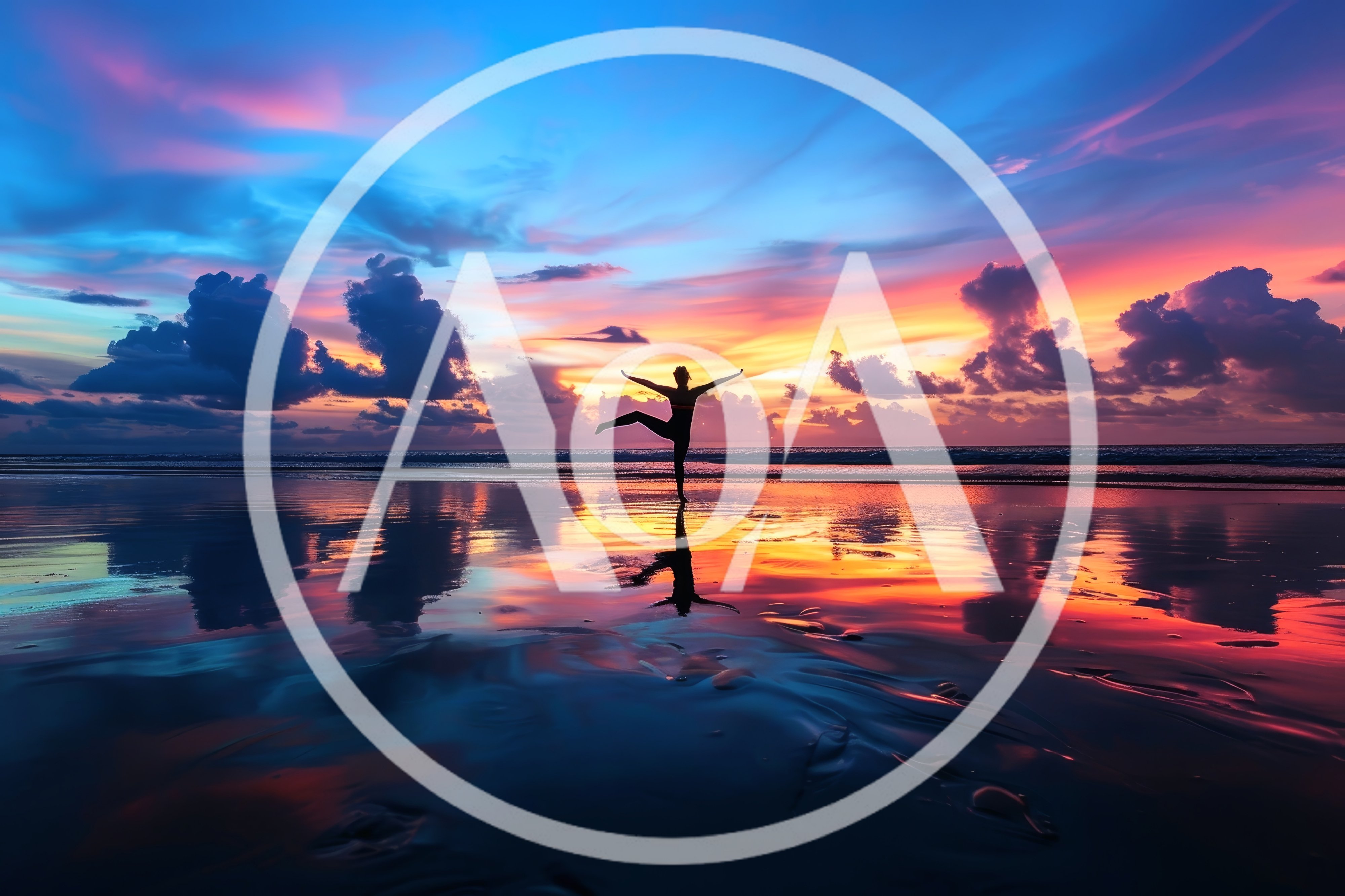 Woman Practicing Yoga Pose On Beach At Sunset