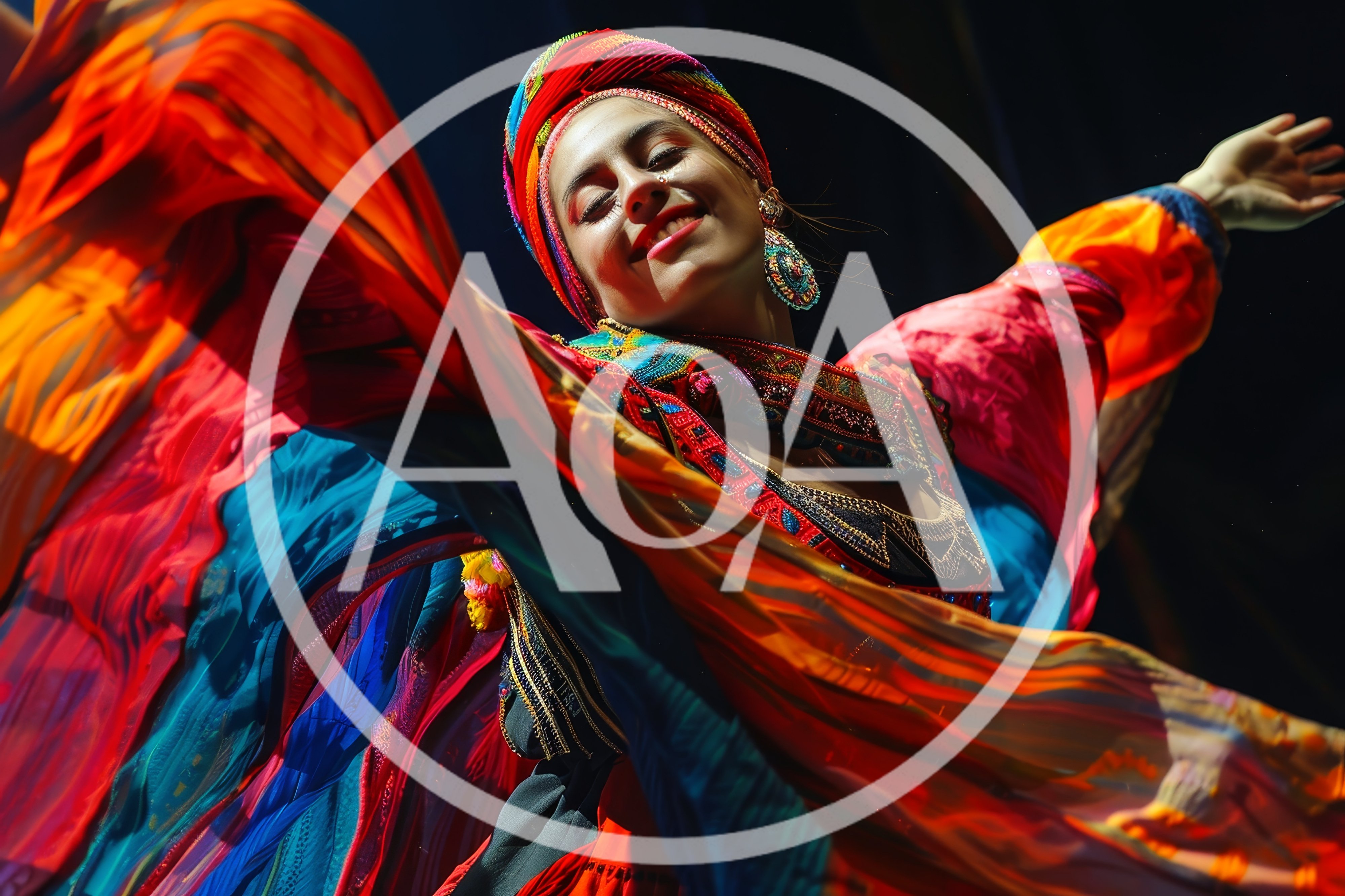 Vibrant Folk Dancer Performing In Traditional Colorful Costume