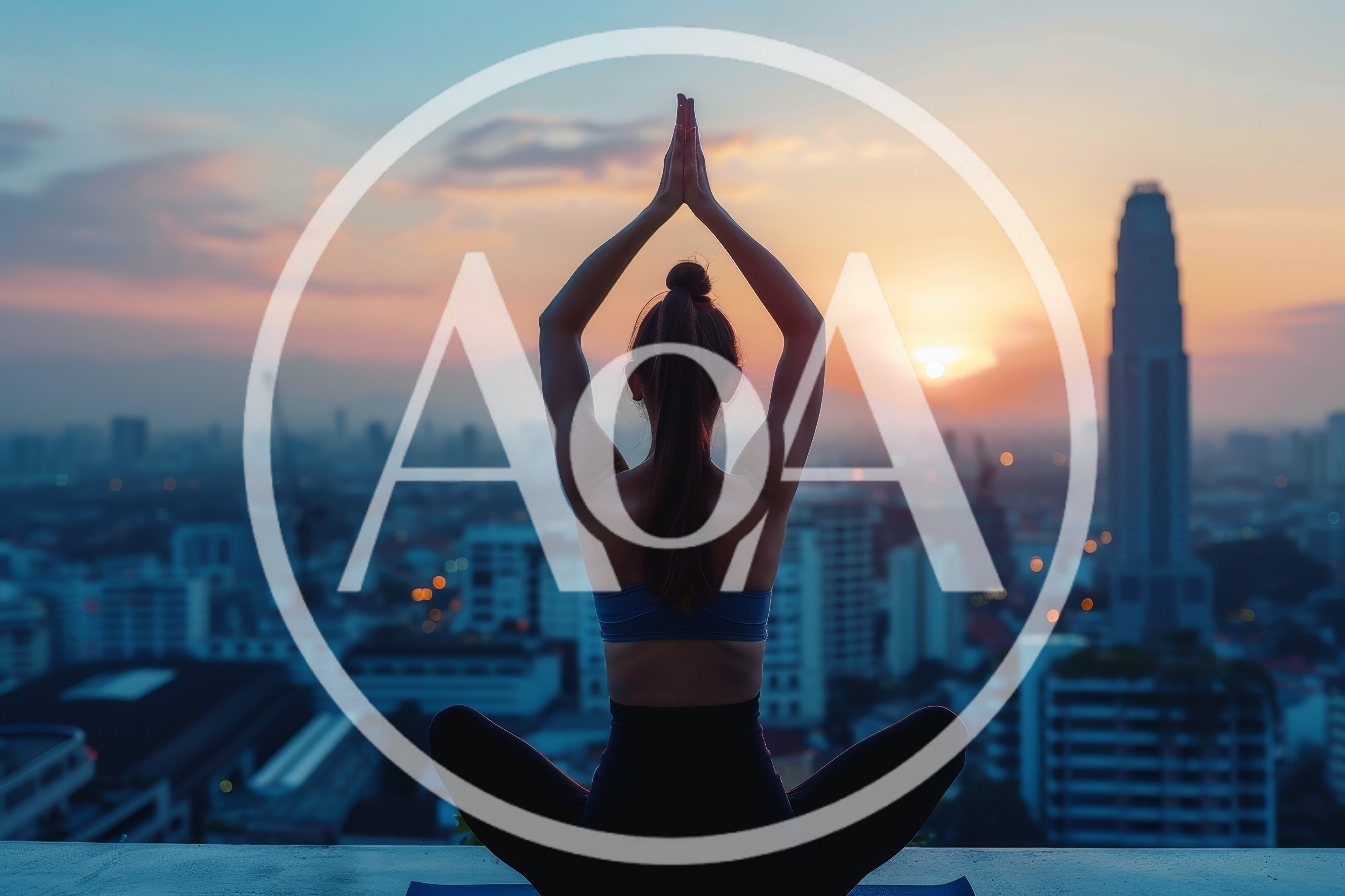 Woman Practicing Yoga On Rooftop At Sunset