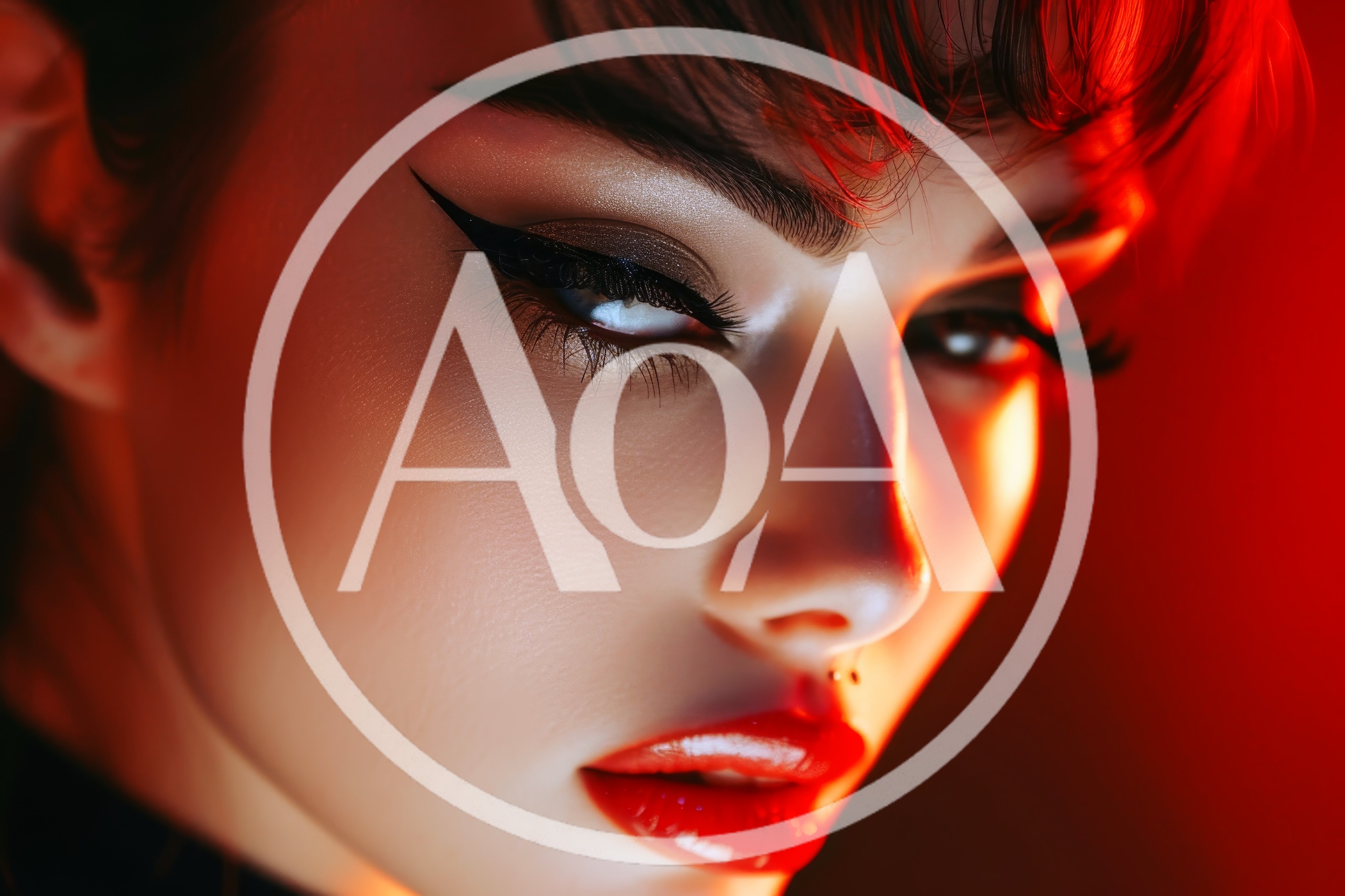 Close Up Portrait Of A Woman With Red Lighting