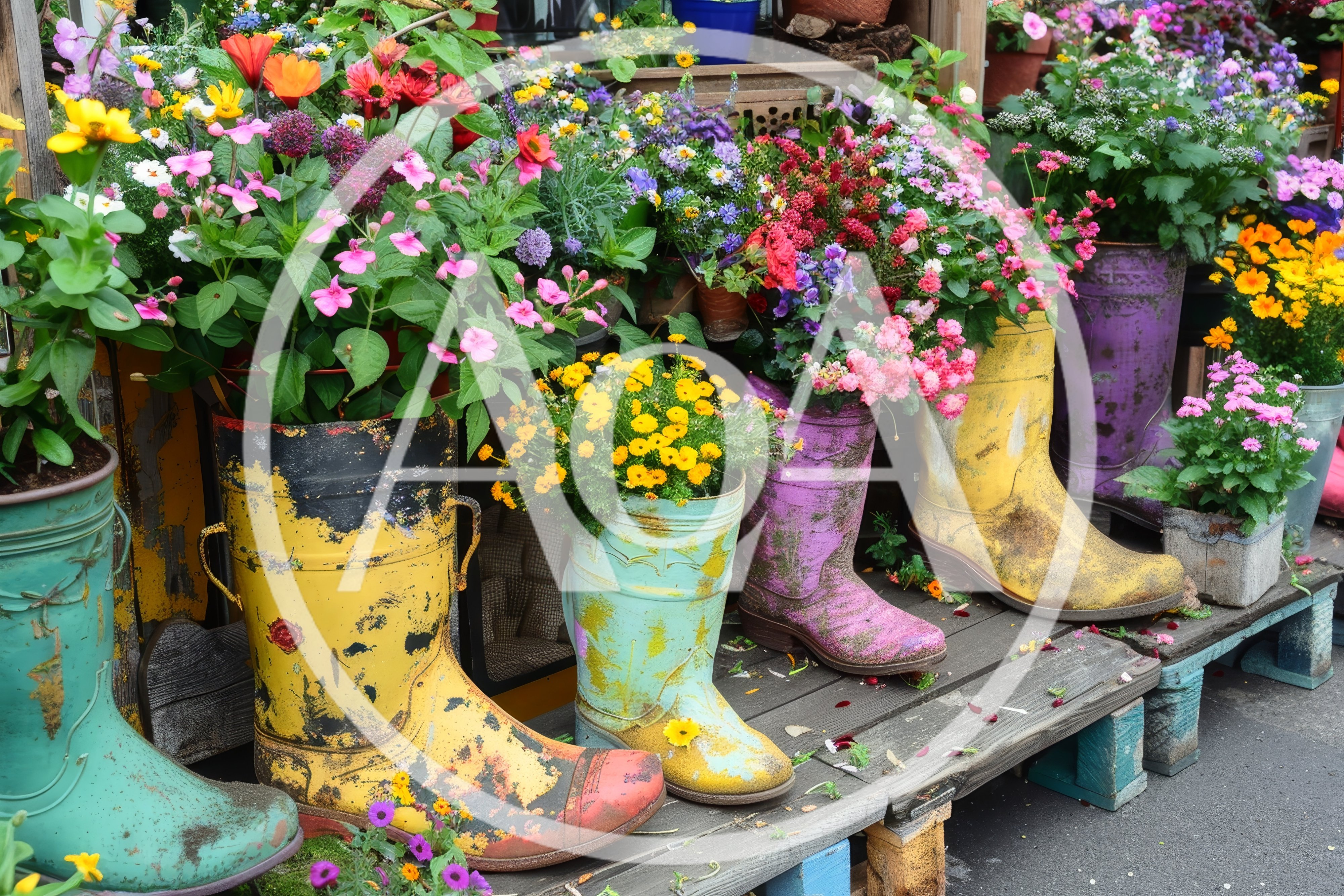 Colorful Rain Boot Planters With Vibrant Flowers