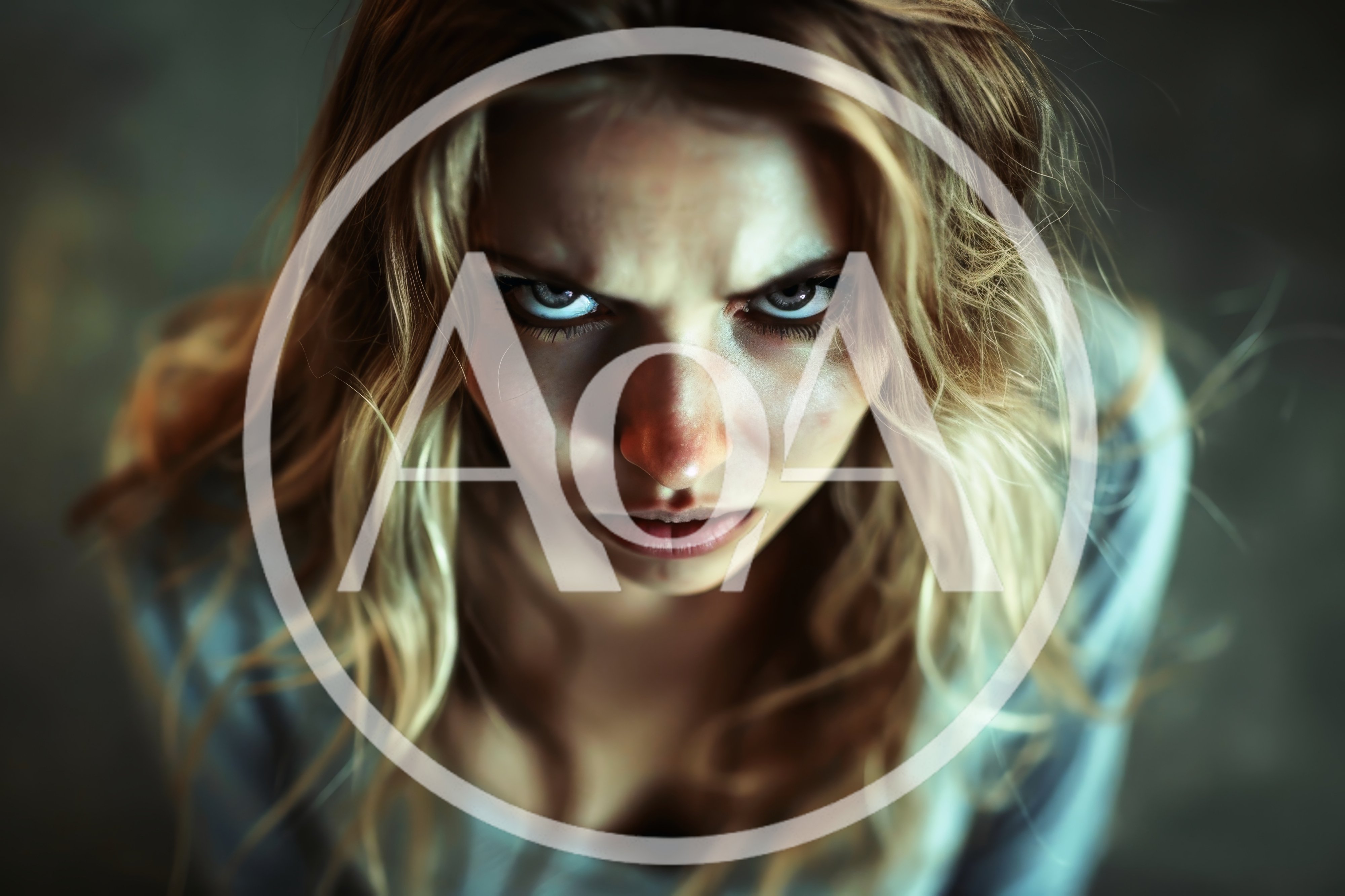 Close Up Portrait Of An Angry Blonde Woman