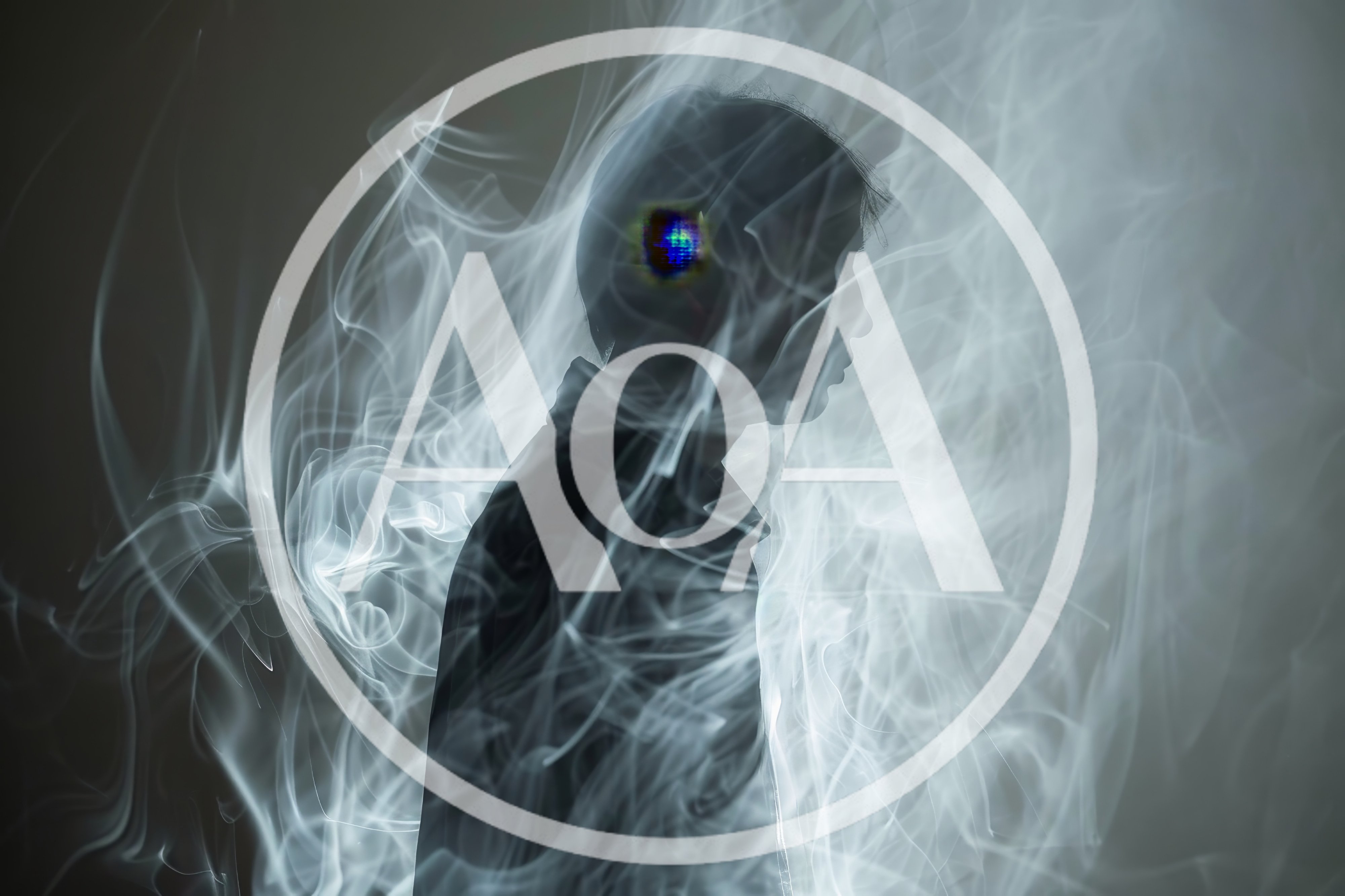 Silhouette Of A Person Surrounded By Swirling Smoke