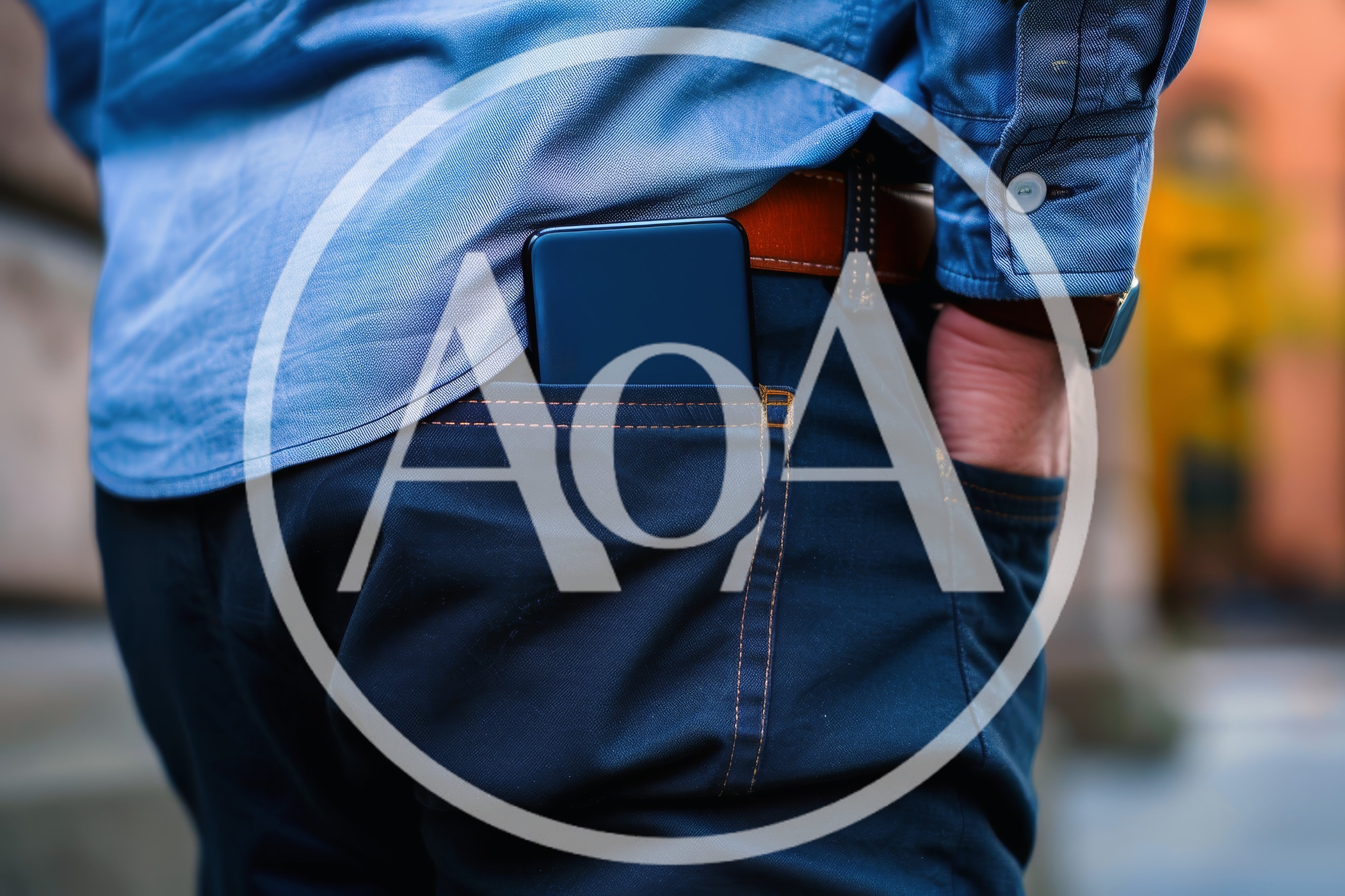 Man With Smartphone In Back Pocket Of Jeans