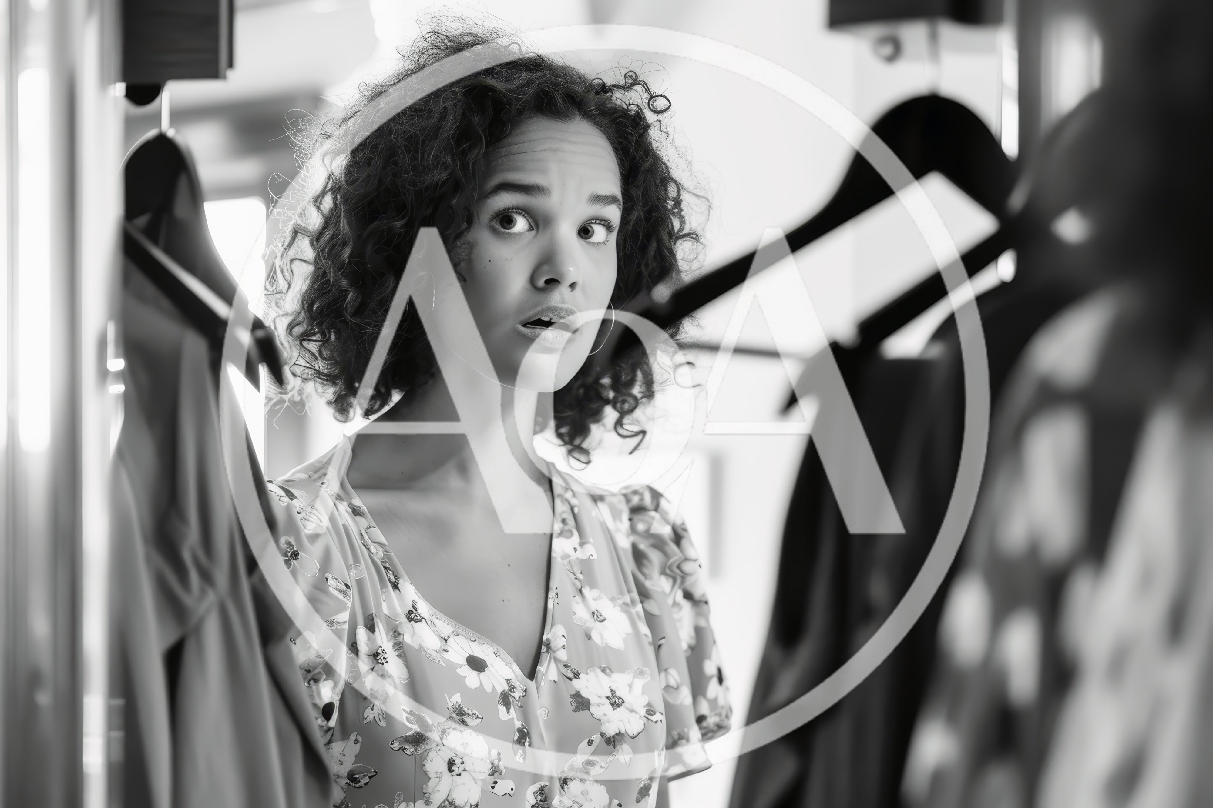 Young Woman Looking Surprised While Shopping For Clothes