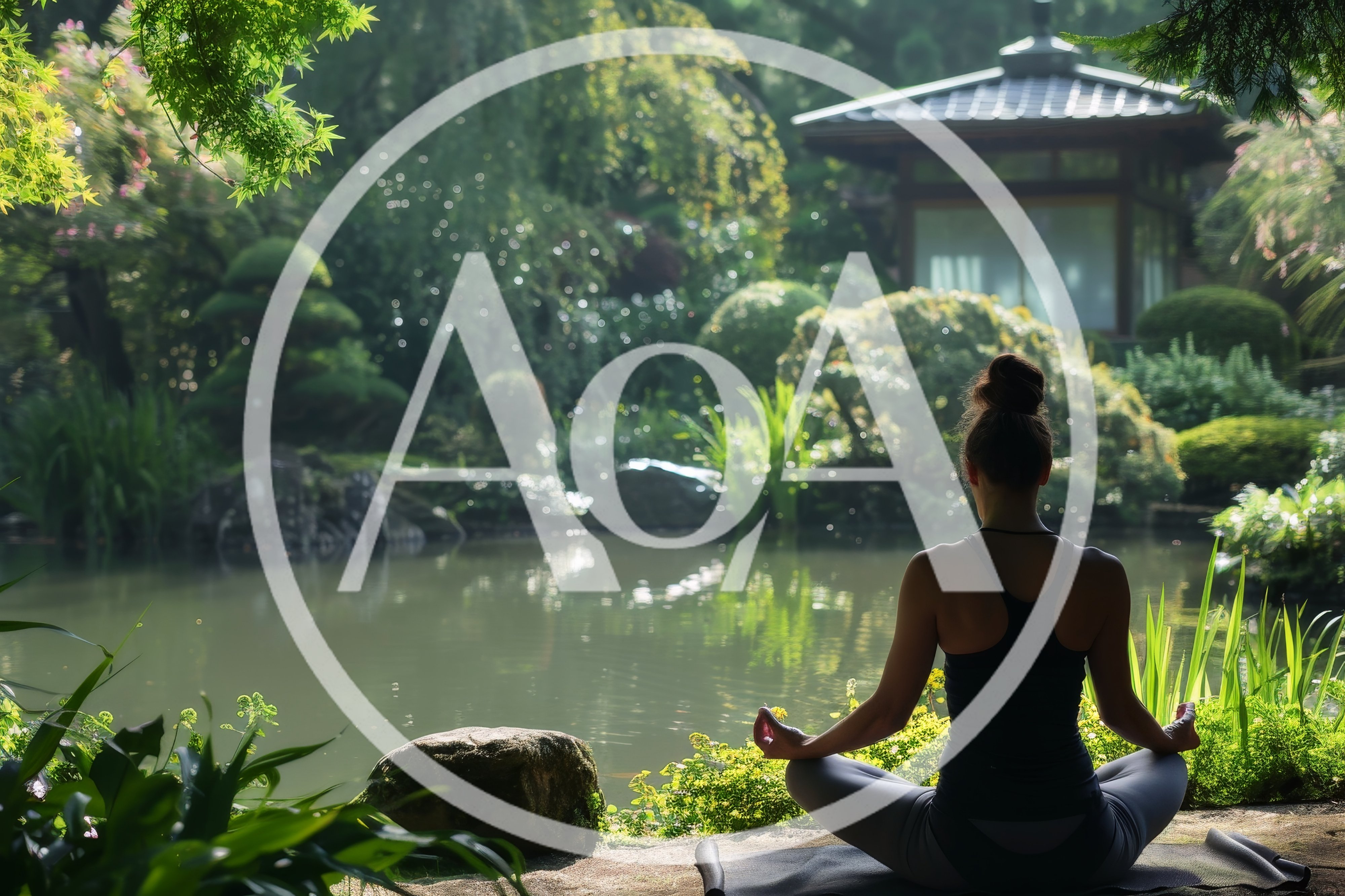 Woman Meditating In A Serene Japanese Garden