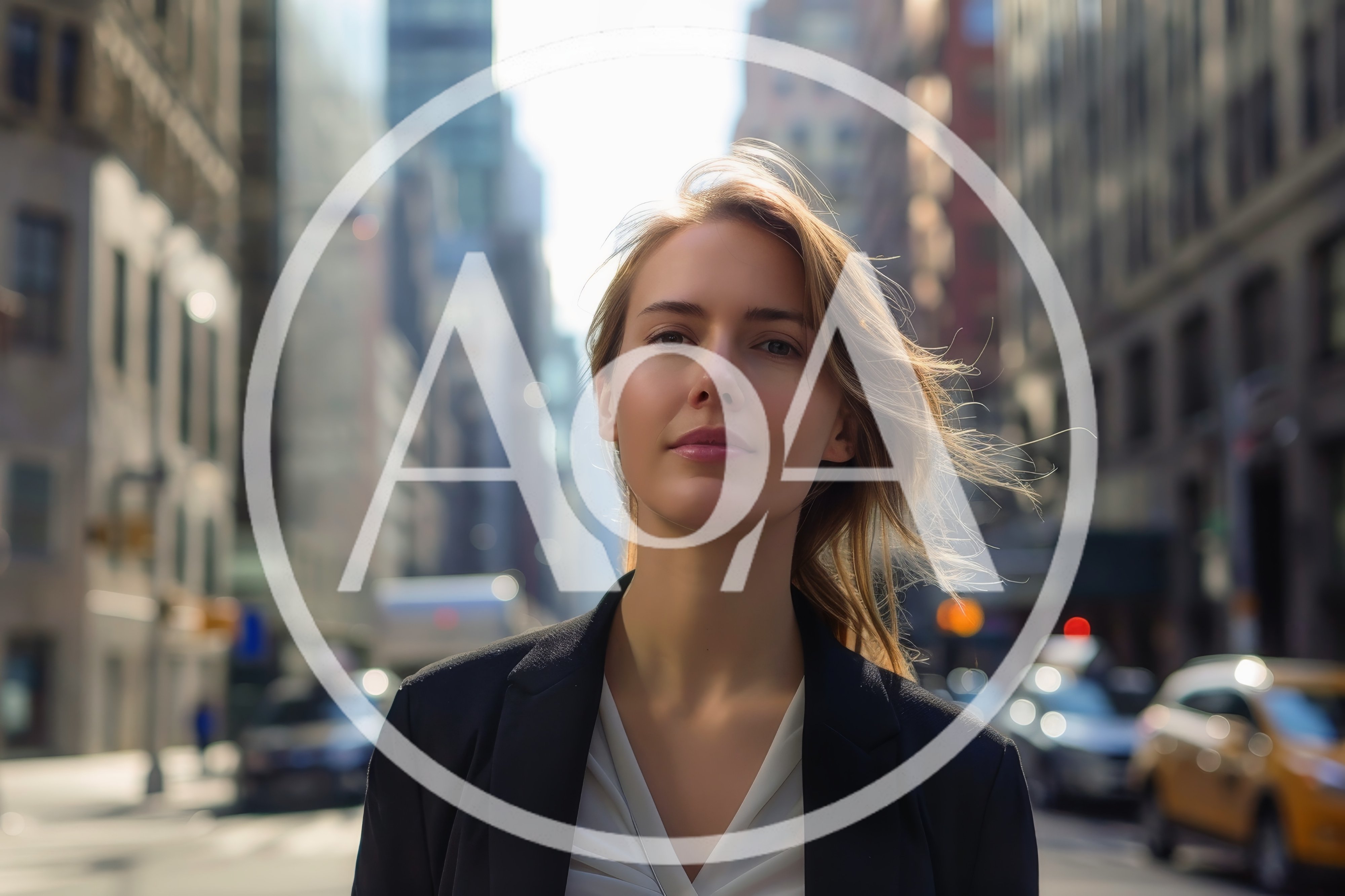 Professional Businesswoman Standing On A Busy City Street