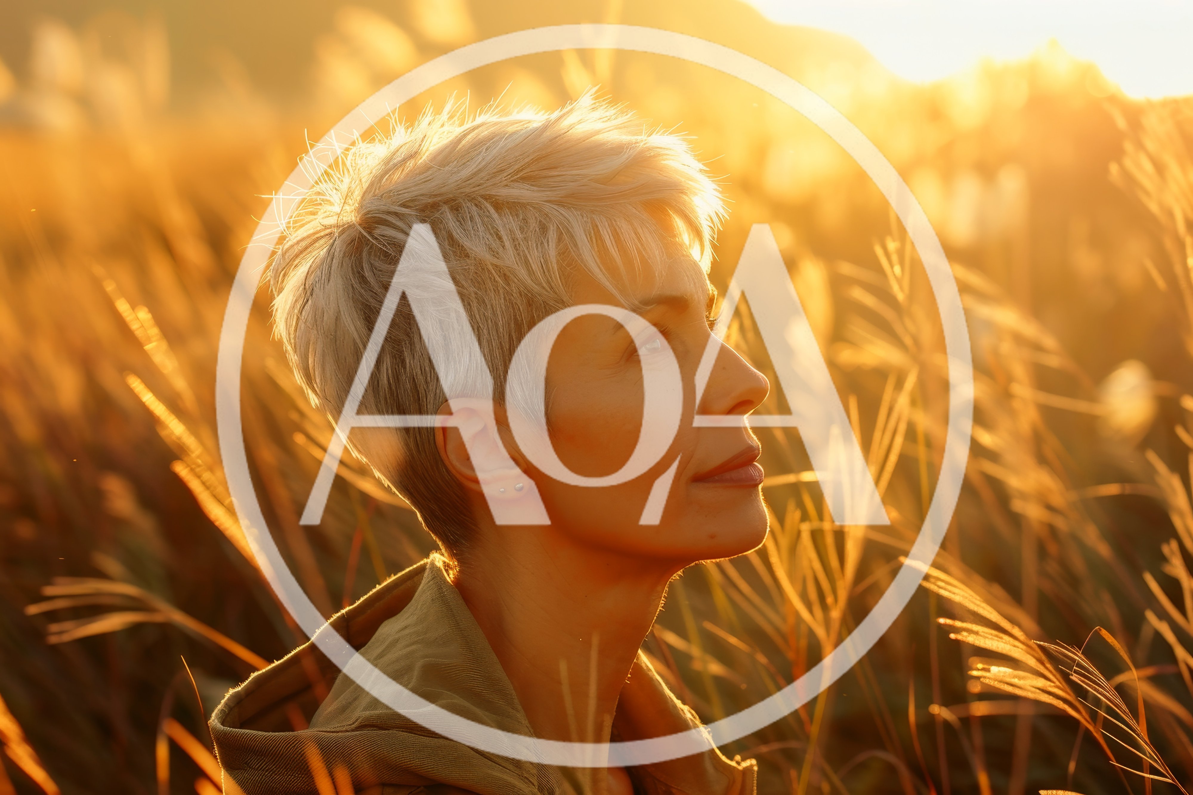 Woman With Short Hair Standing In Golden Grass