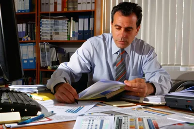 Professional Businessman Reviewing Financial Documents In Office