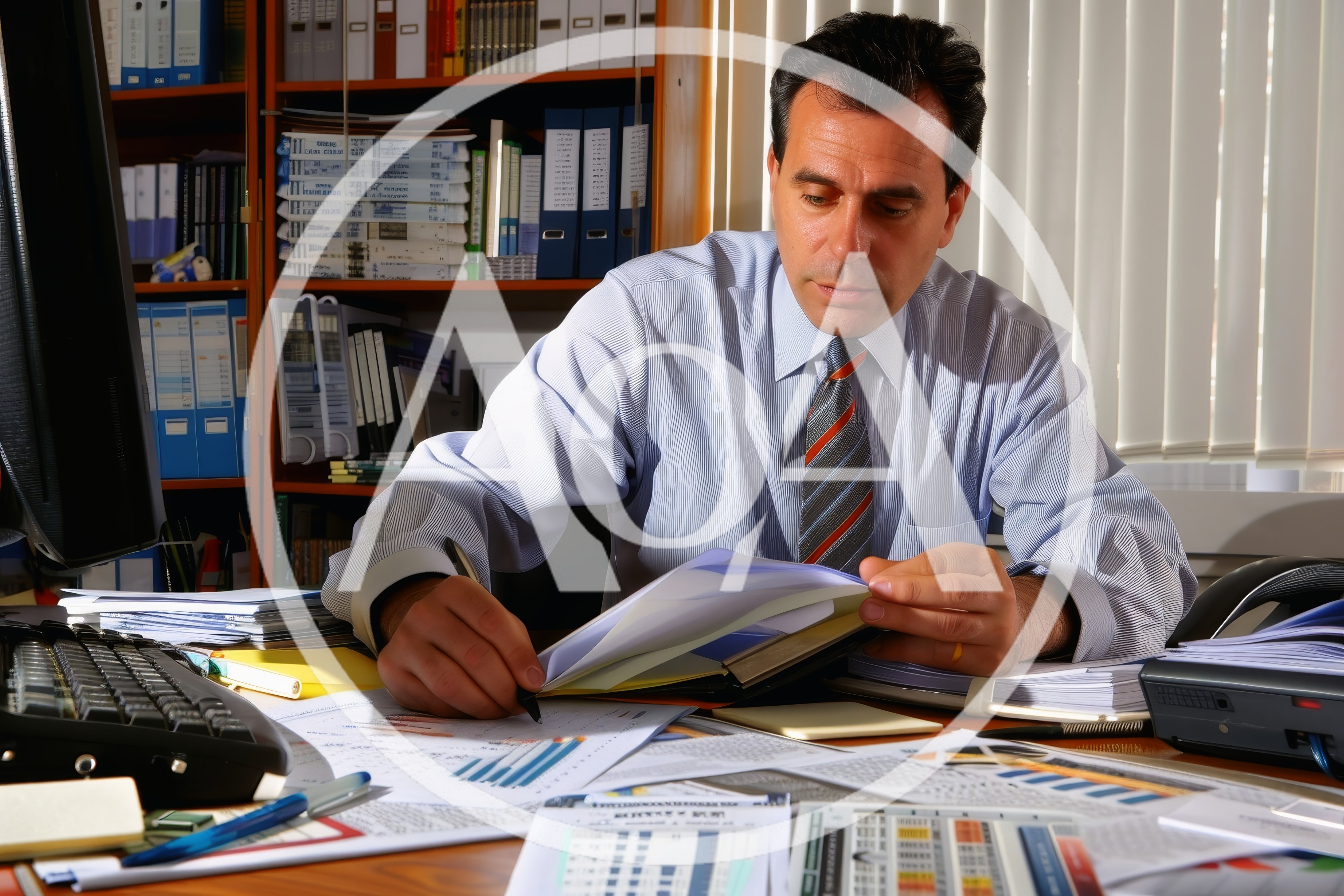 Professional Businessman Reviewing Financial Documents In Office
