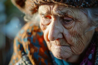Close Up Portrait Of An Elderly Woman