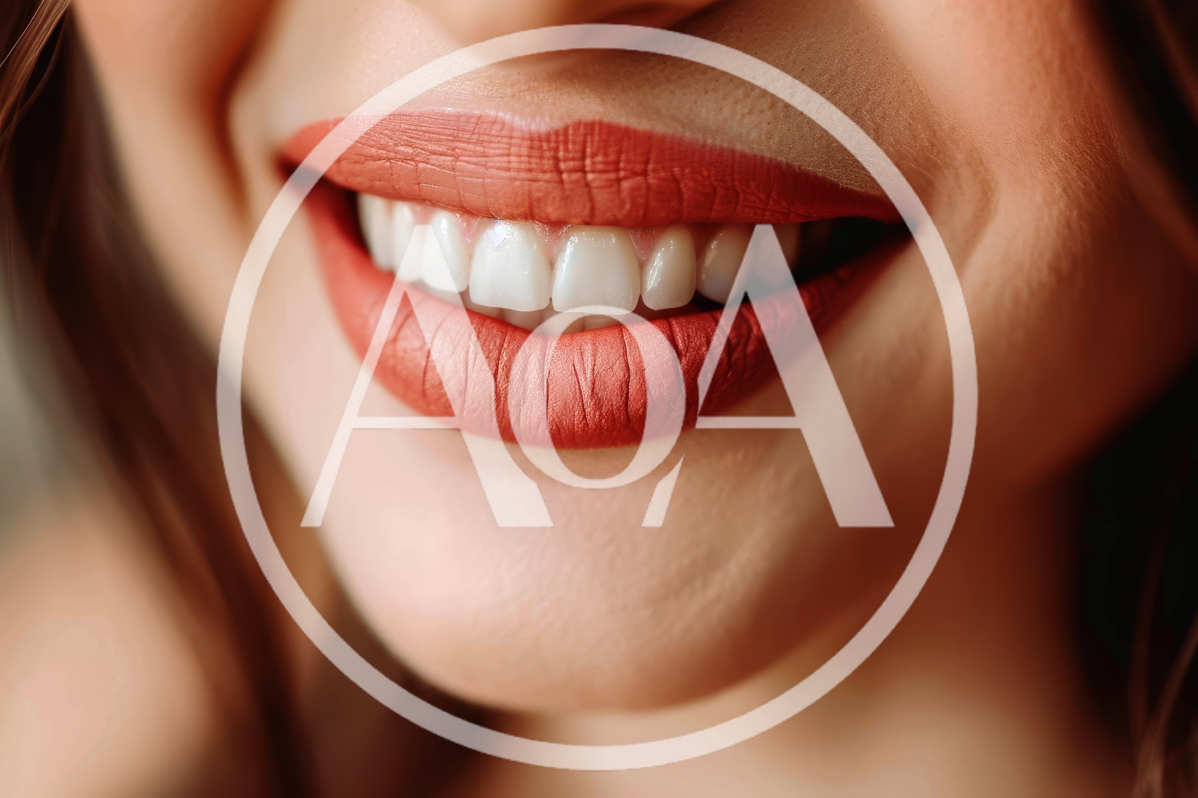 Close Up Of A Woman Smiling With Red Lipstick