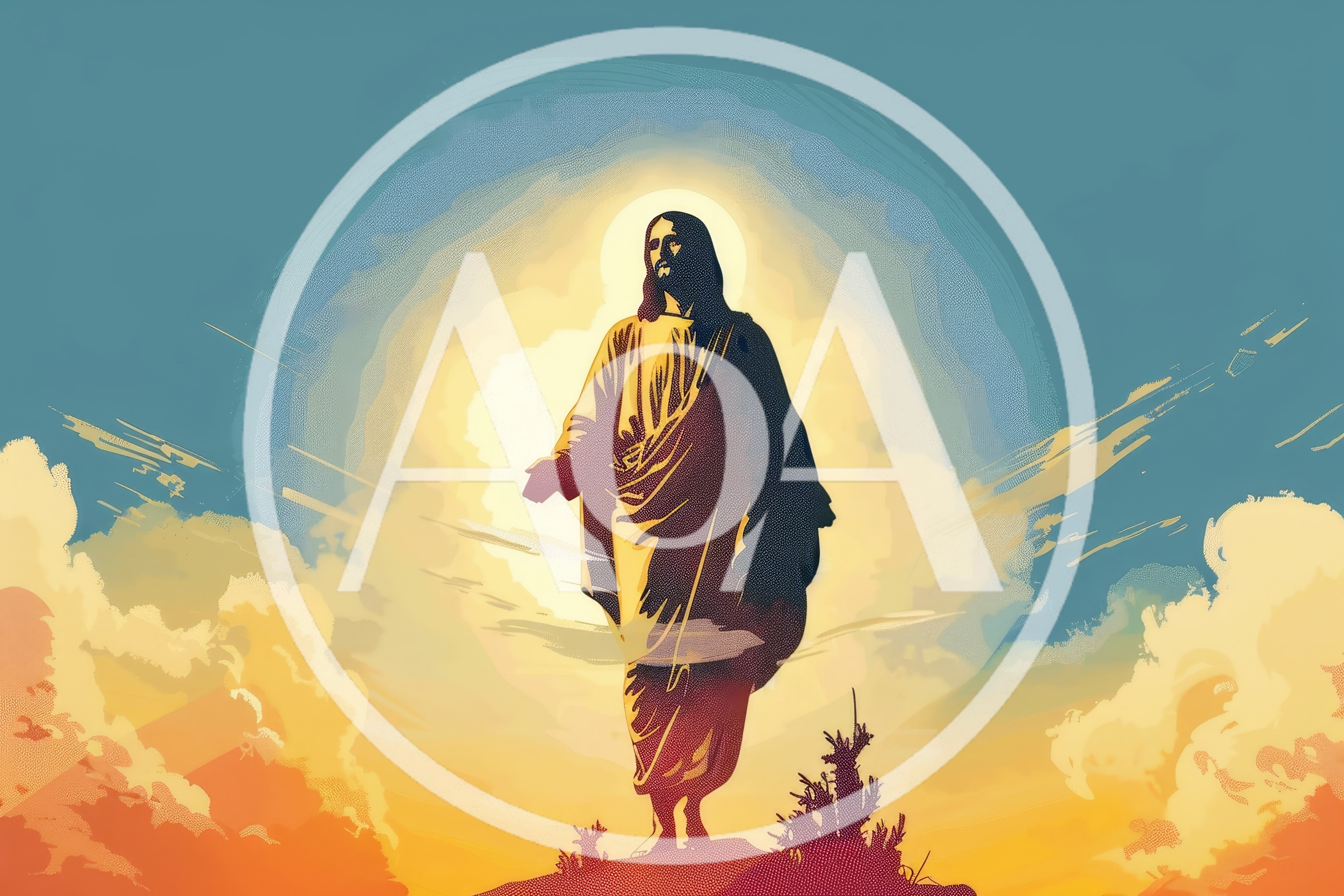 Jesus Christ Standing In Radiant Golden Light