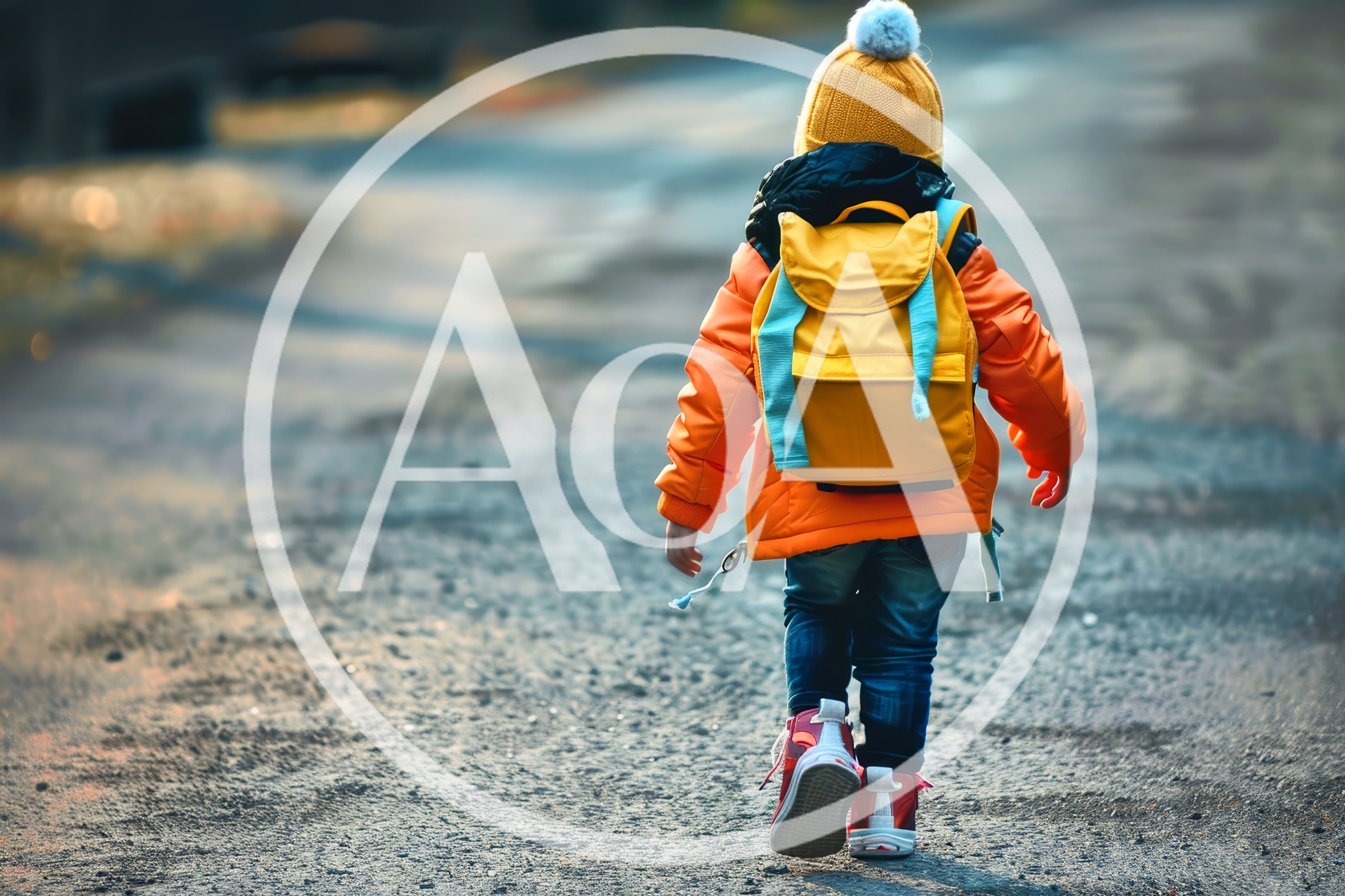 Young Child Walking Alone Down A Rural Road