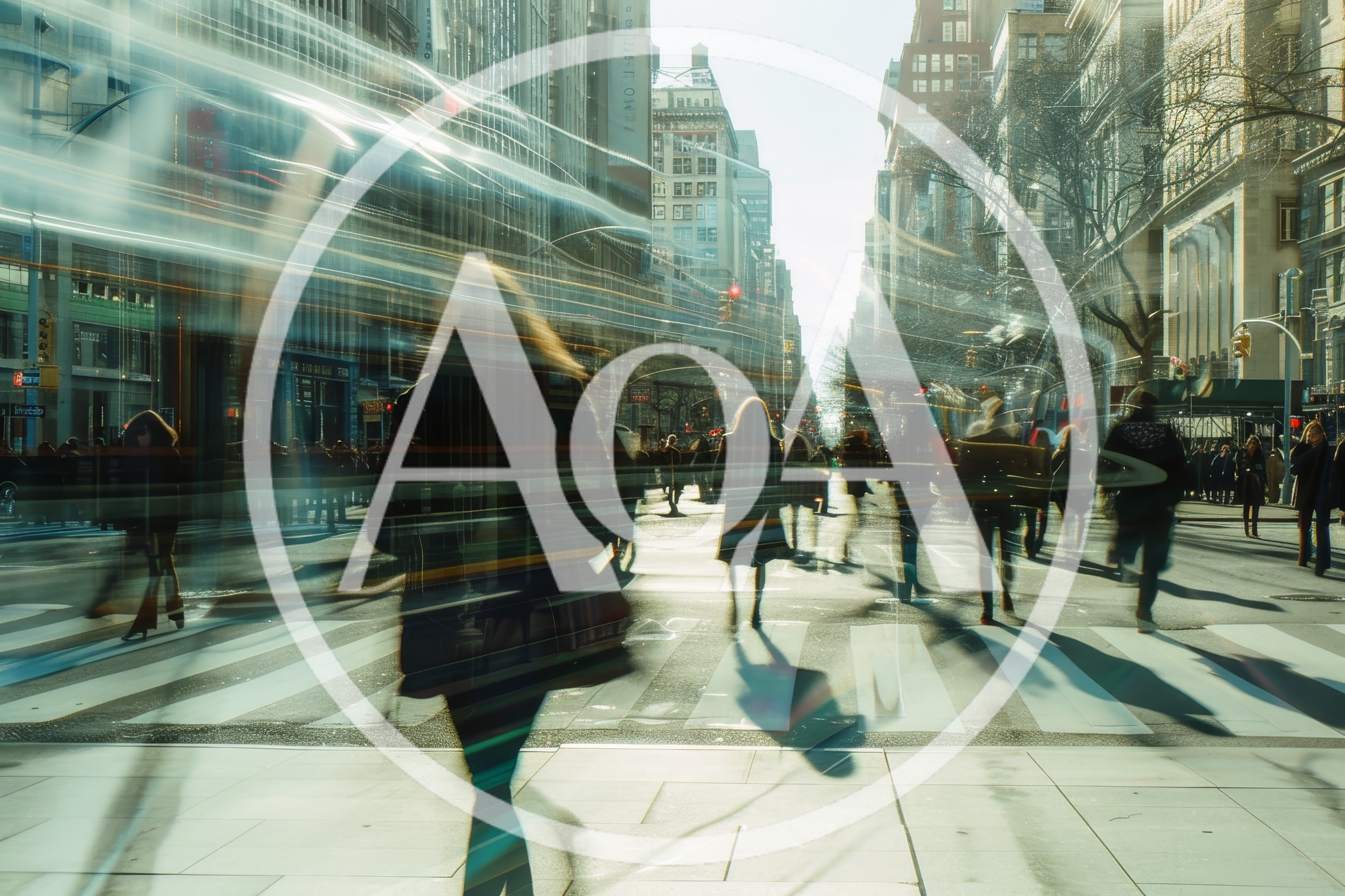 Motion Blur Pedestrians Crossing A Busy New York Street