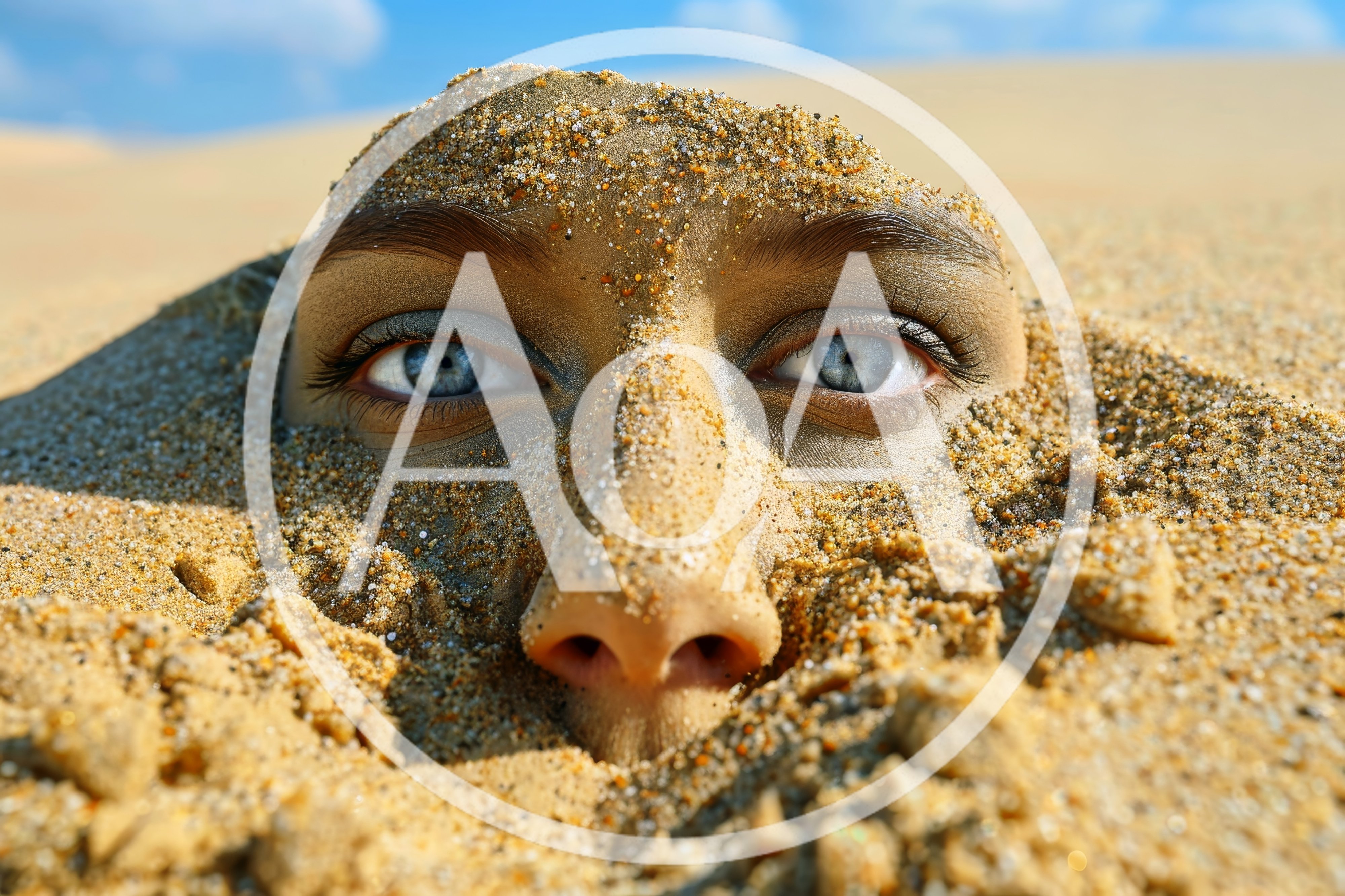 Human Face Buried In Desert Sand