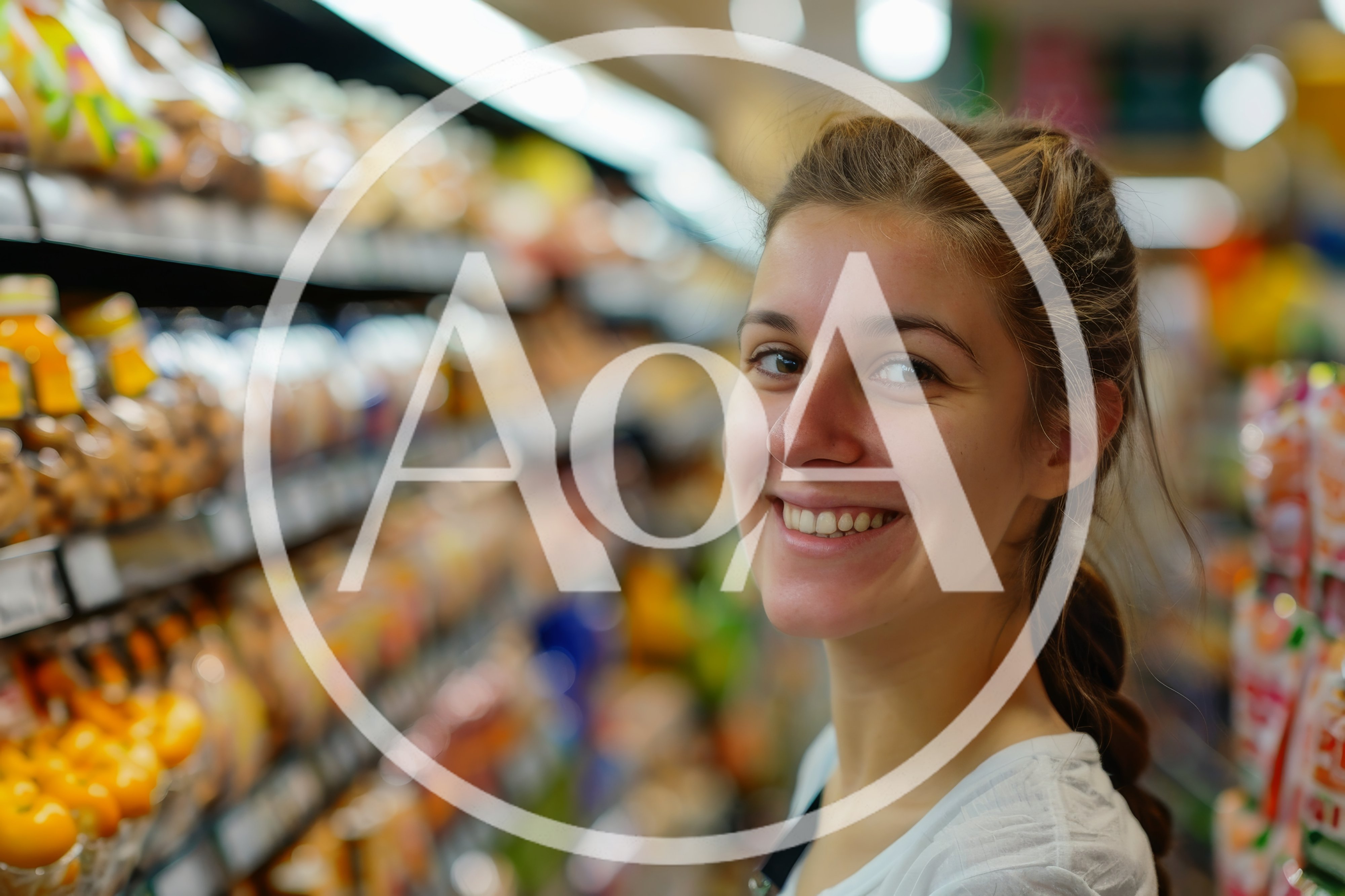 Young Woman Smiling While Shopping In A Grocery Store
