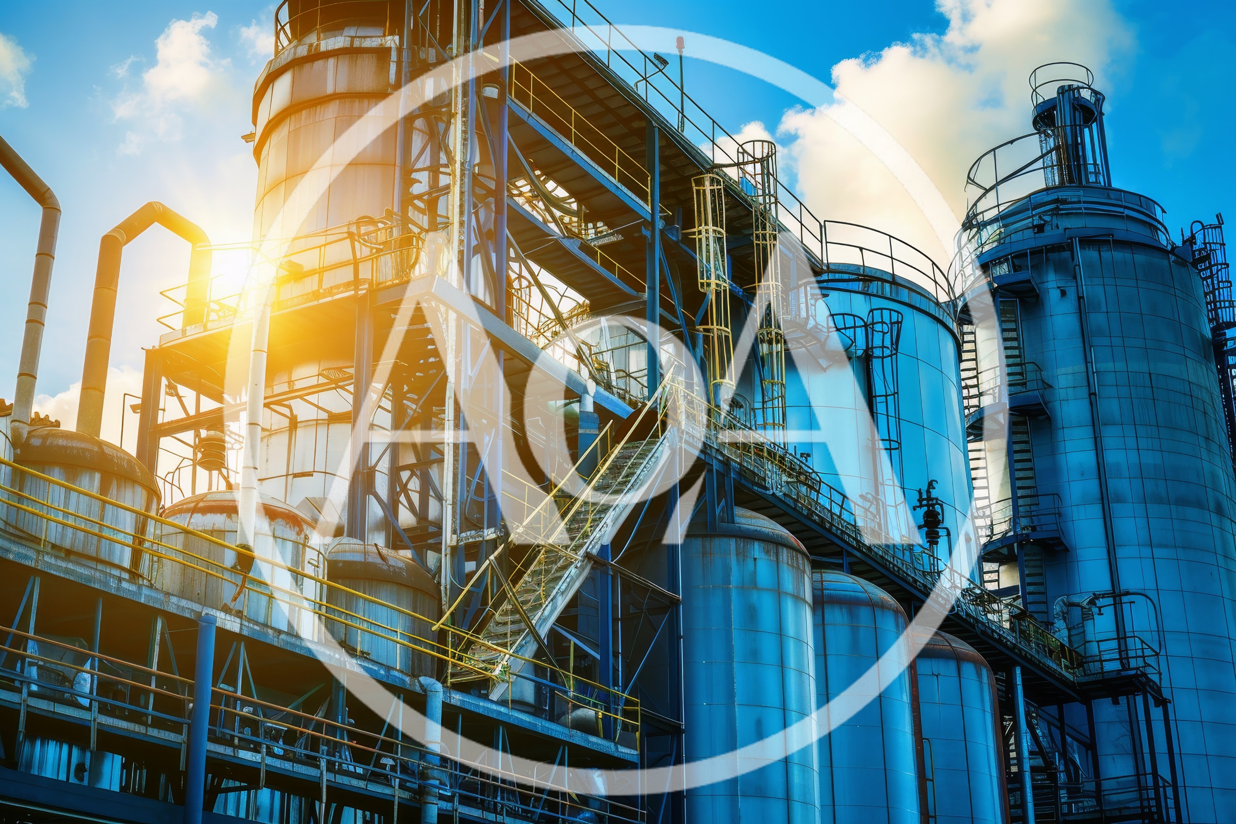 Industrial Chemical Processing Plant With Metal Storage Silos