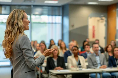 Businesswoman Giving A Presentation To A Professional Audience