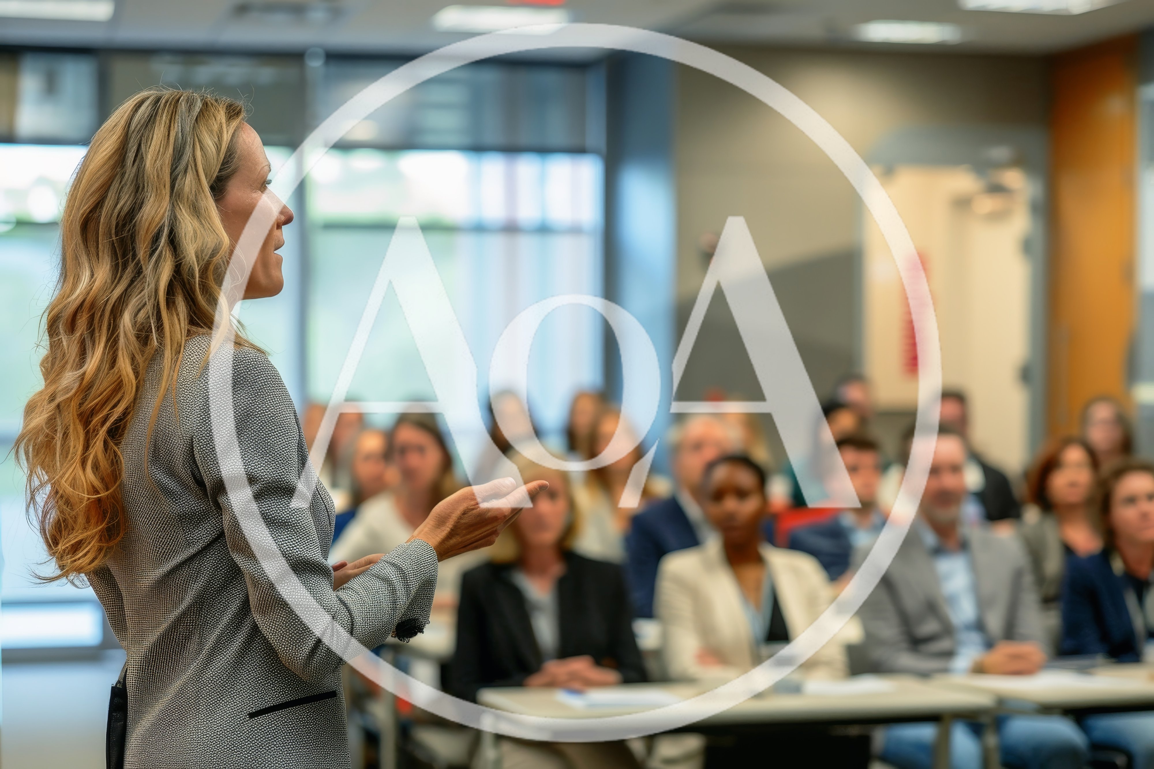 Businesswoman Giving A Presentation To A Professional Audience