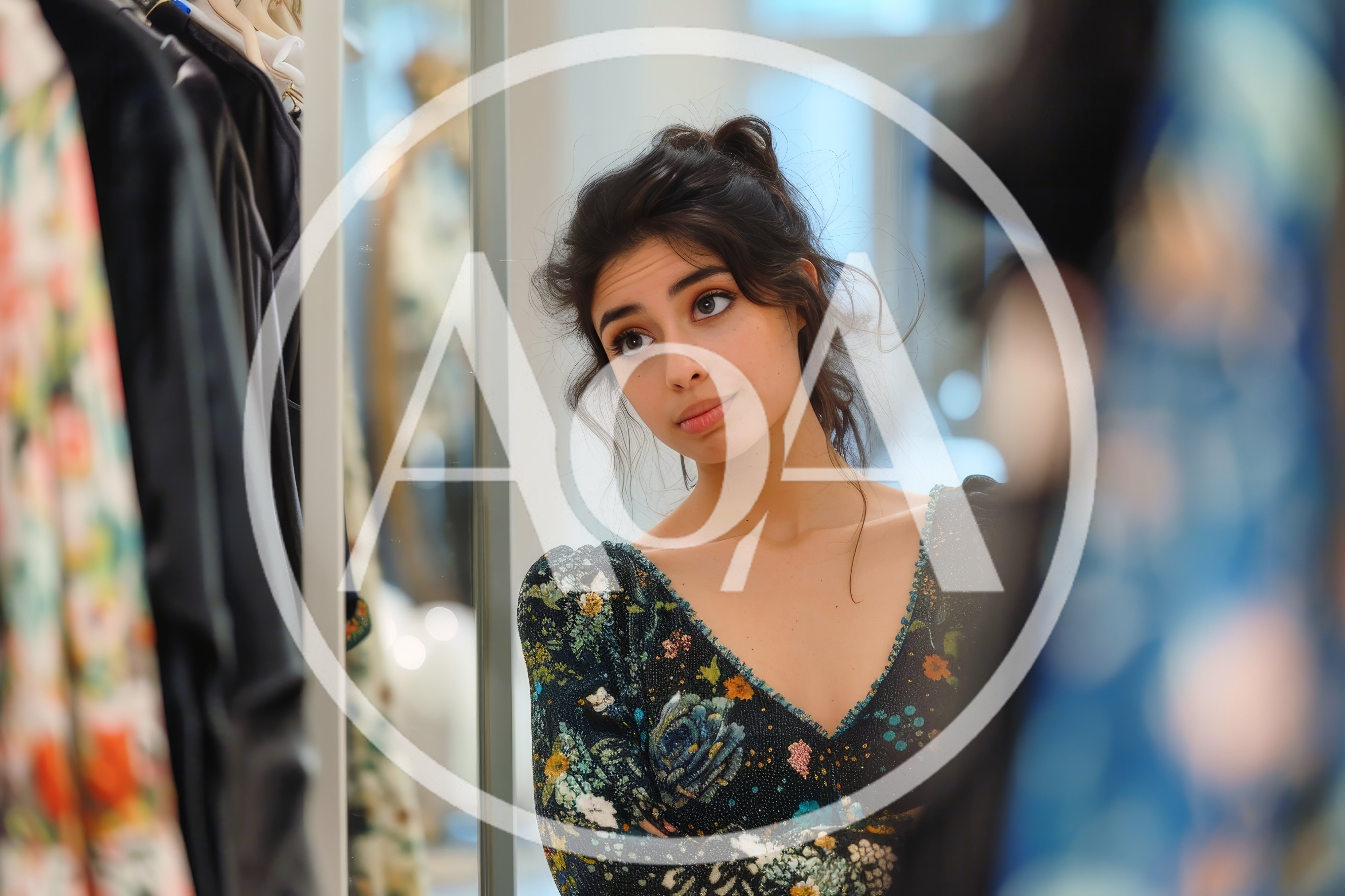 Young Woman Looking At Herself In A Mirror