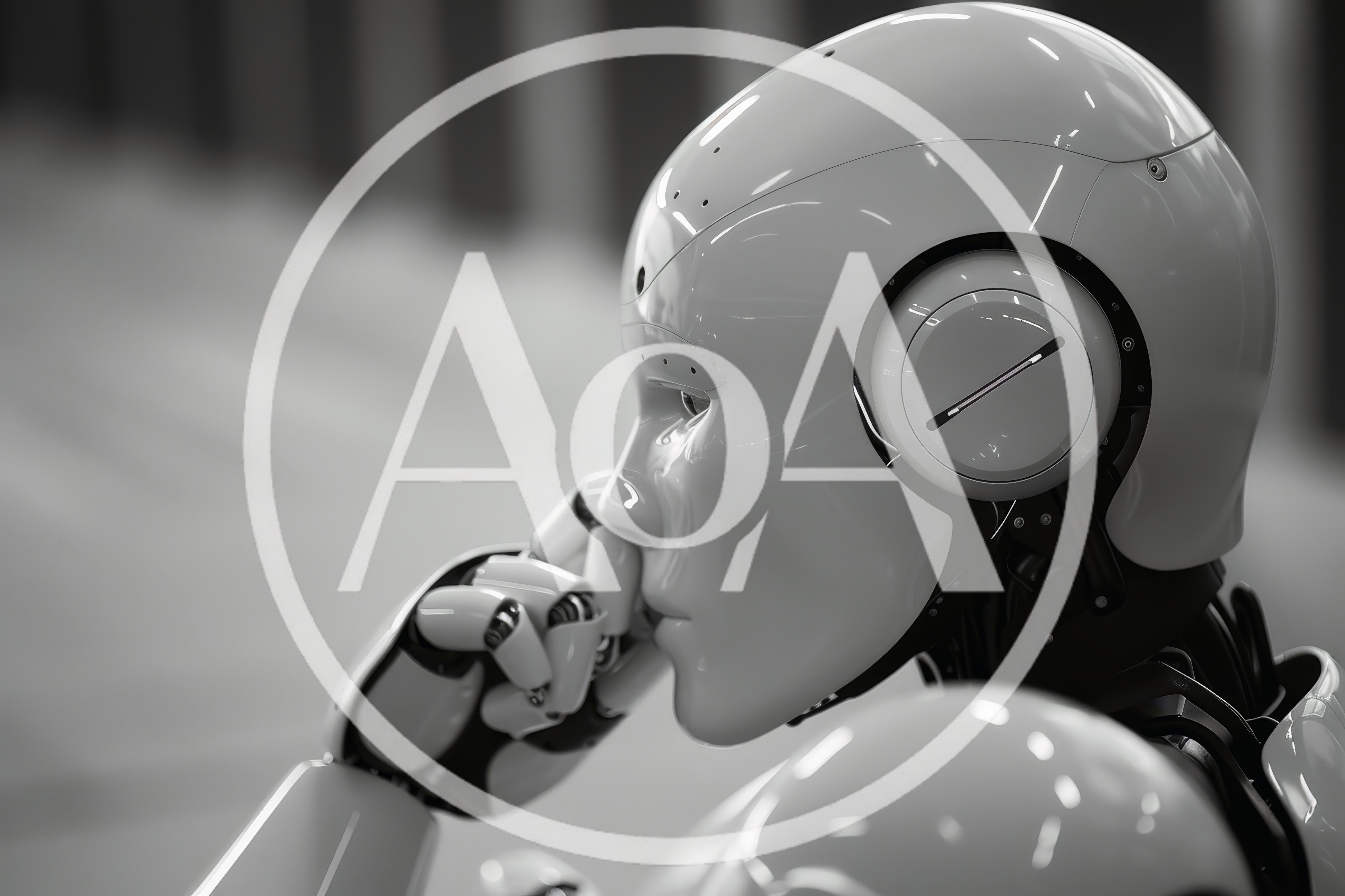 Thoughtful Humanoid Robot Resting Chin On Hand