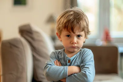 Portrait of a Grumpy Toddler Boy