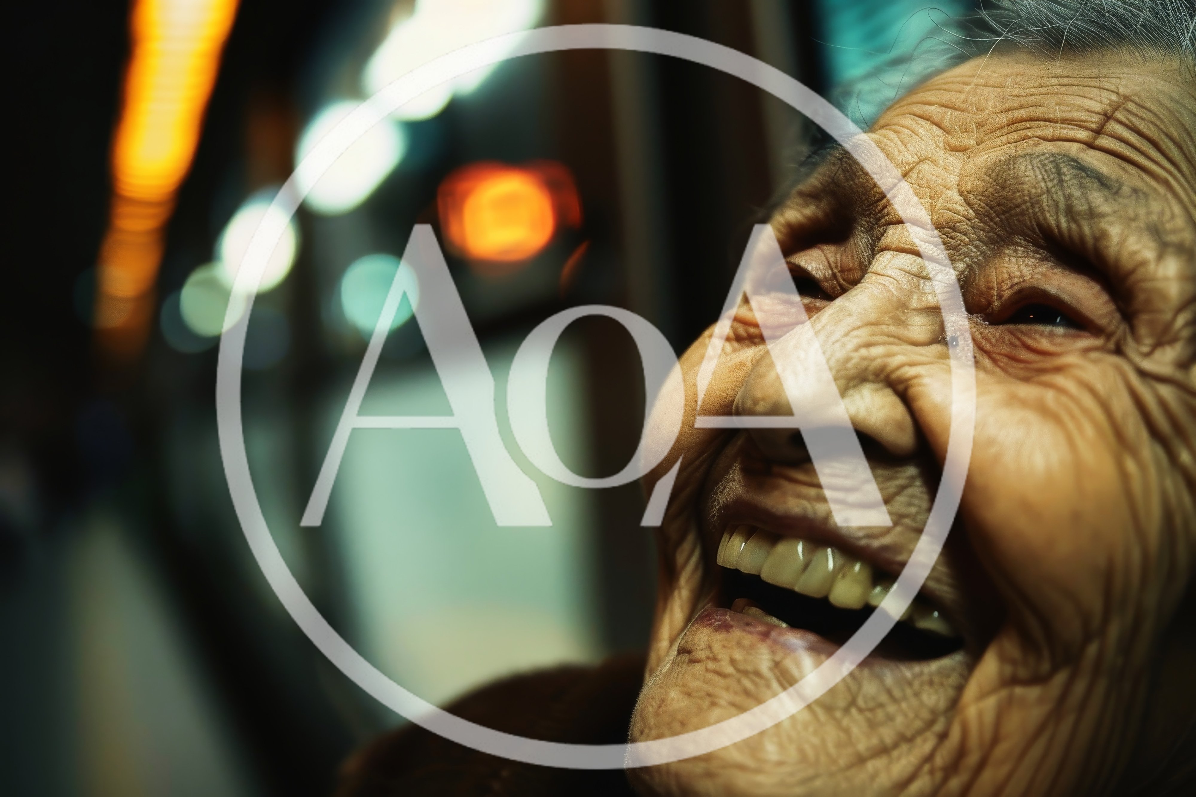 Close Up Portrait Of An Elderly Woman Laughing