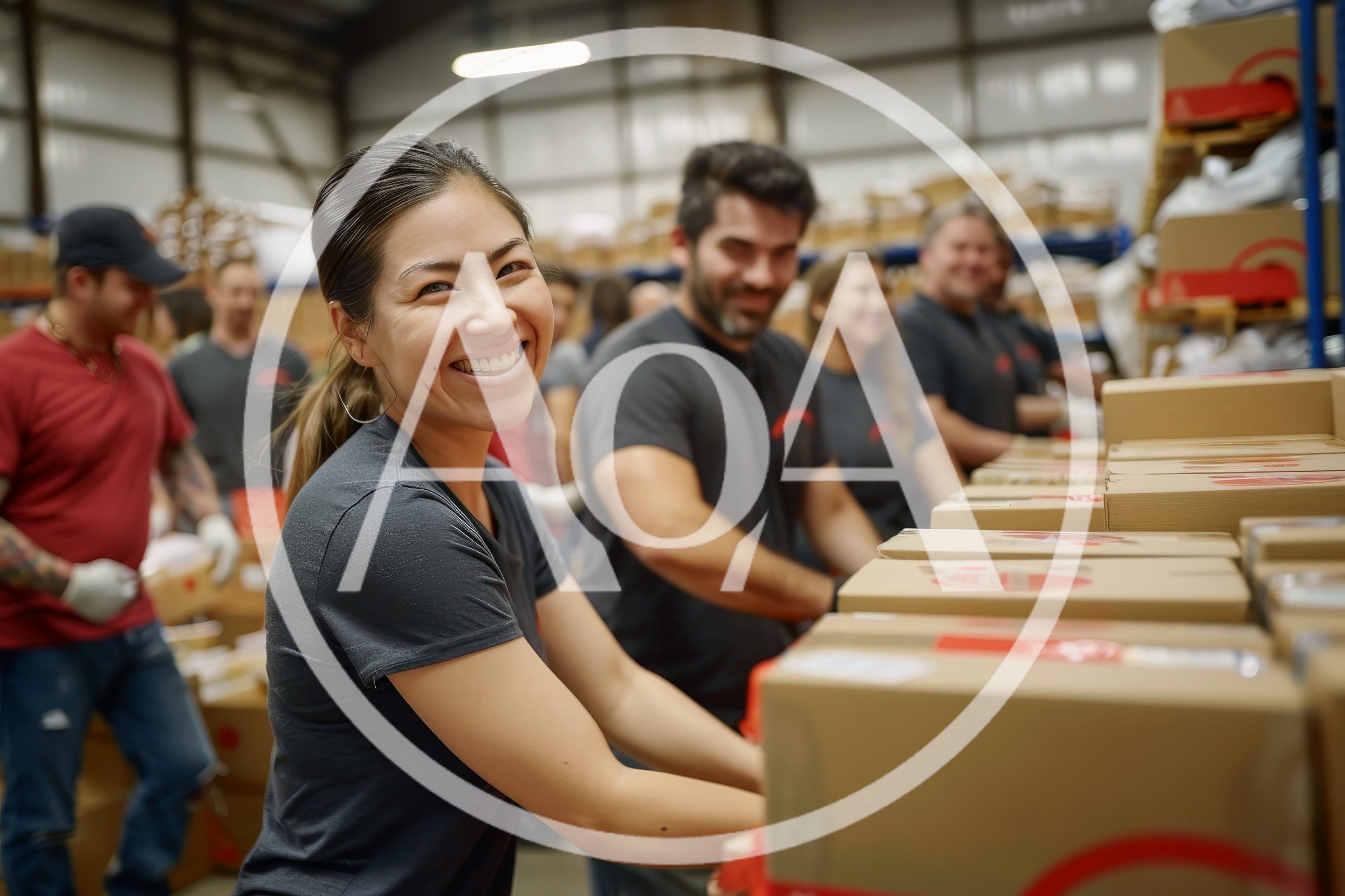 Diverse Volunteers Packing Boxes In A Warehouse