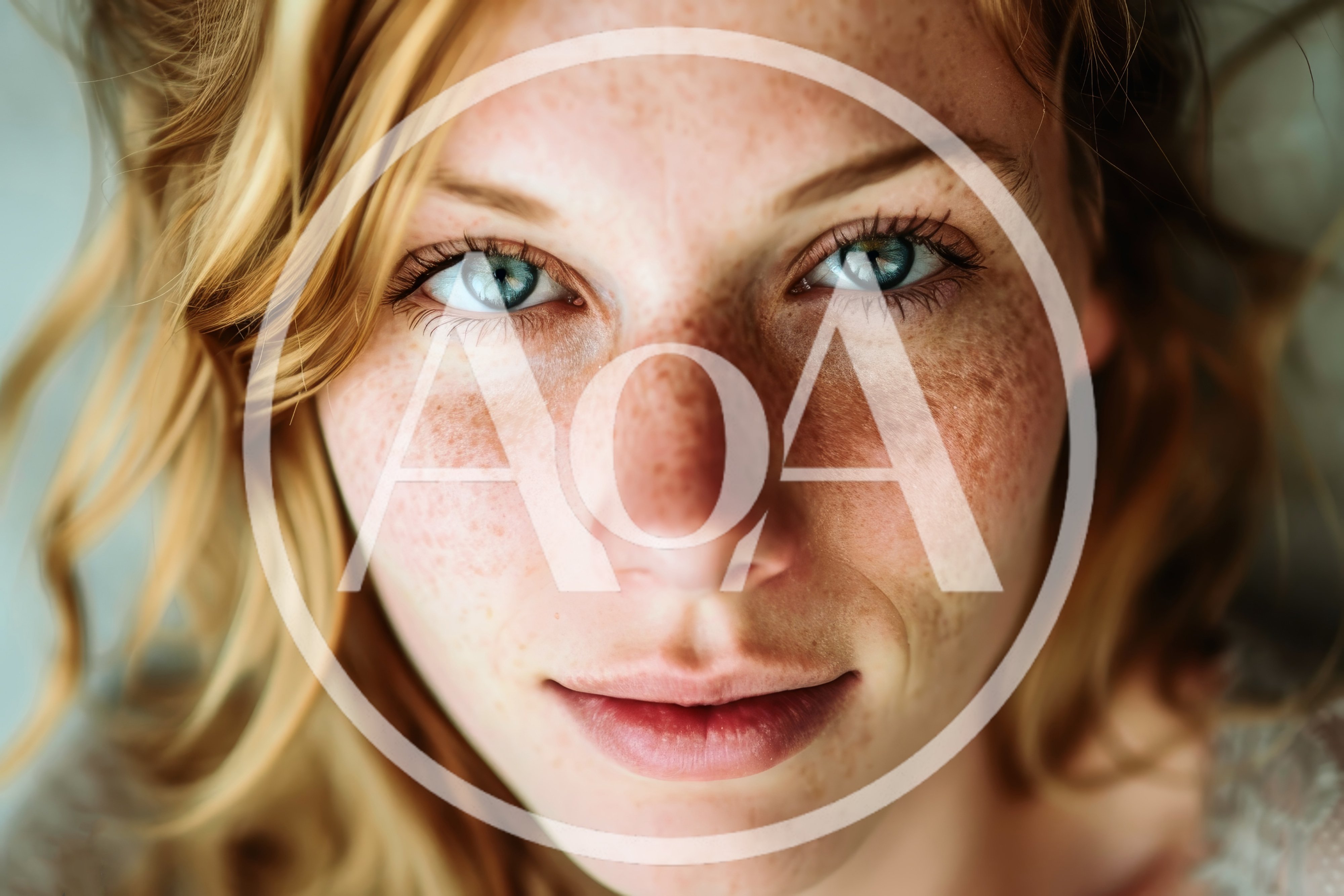 Close Up Portrait Of A Young Woman With Freckles
