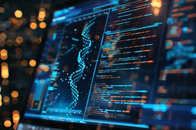 Digital Data Visualization On Computer Screen