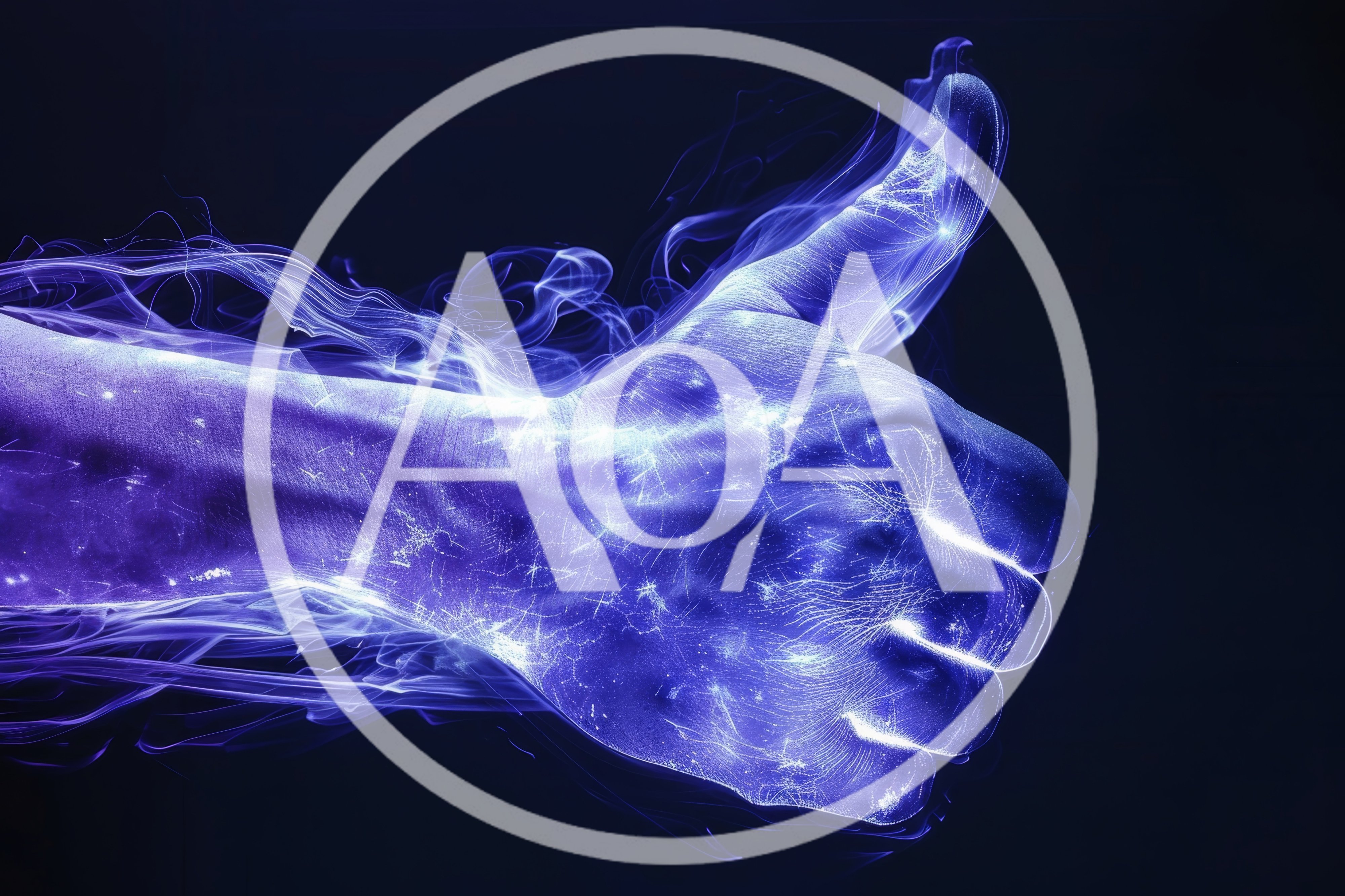Glowing Blue Energy Hand Giving Thumbs Up Gesture