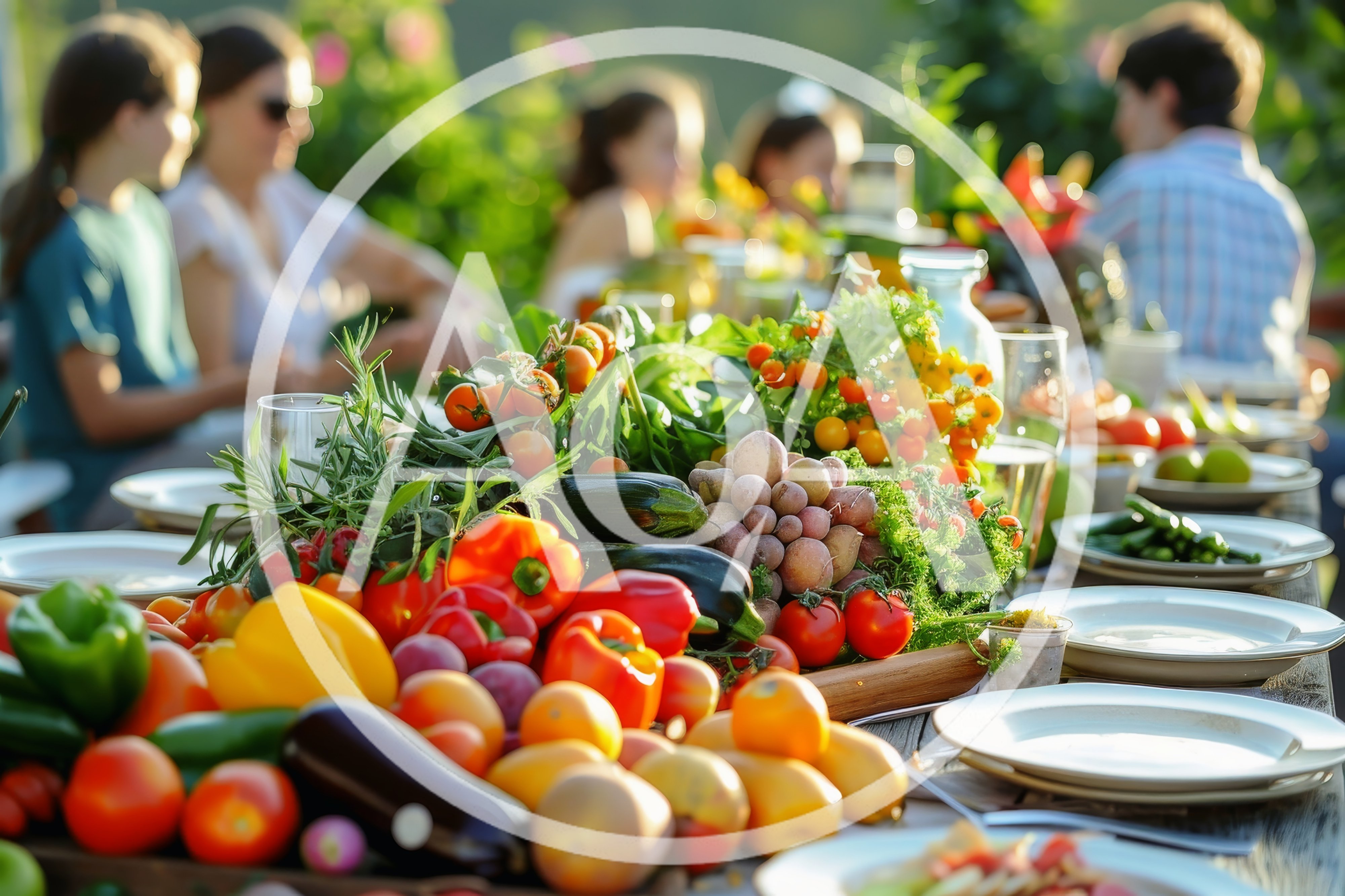 Fresh Vegetable Harvest Spread On Outdoor Dining Table