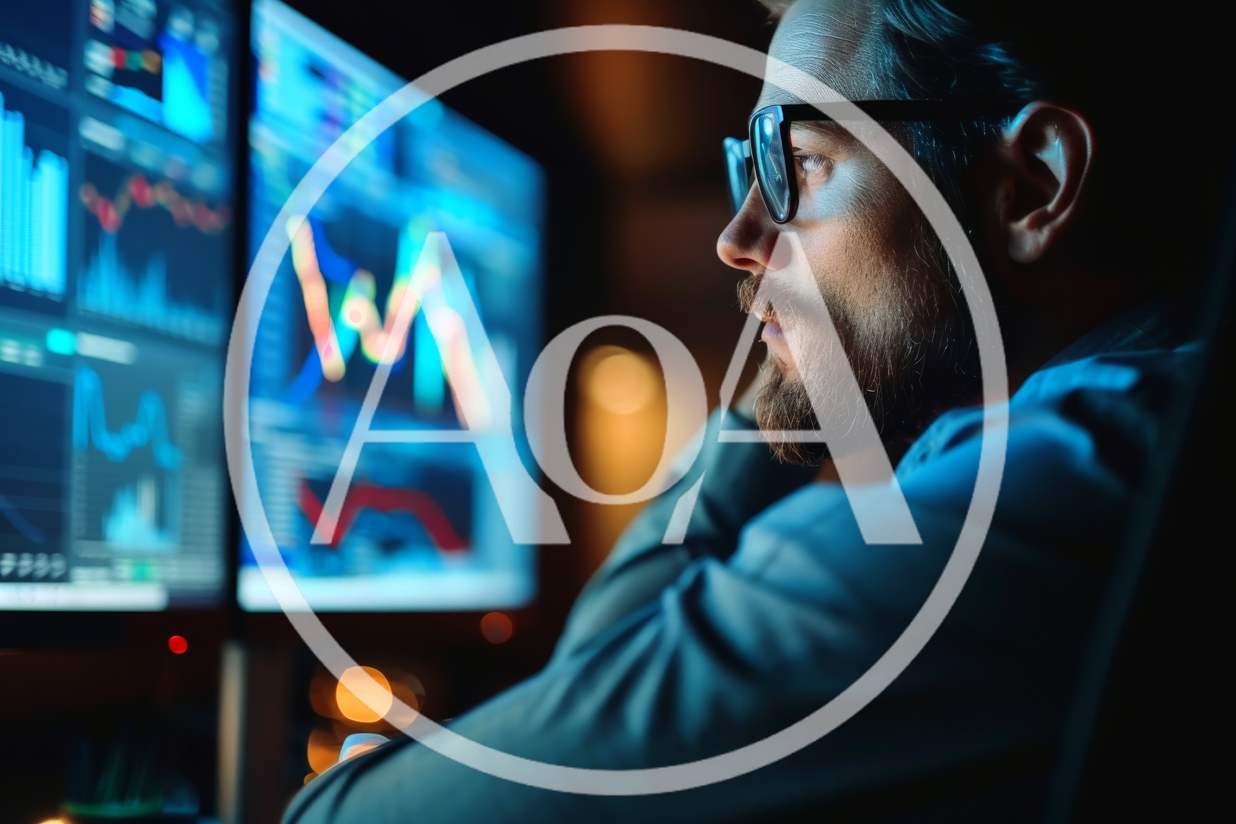 Focused Financial Trader Analyzing Stock Market Data