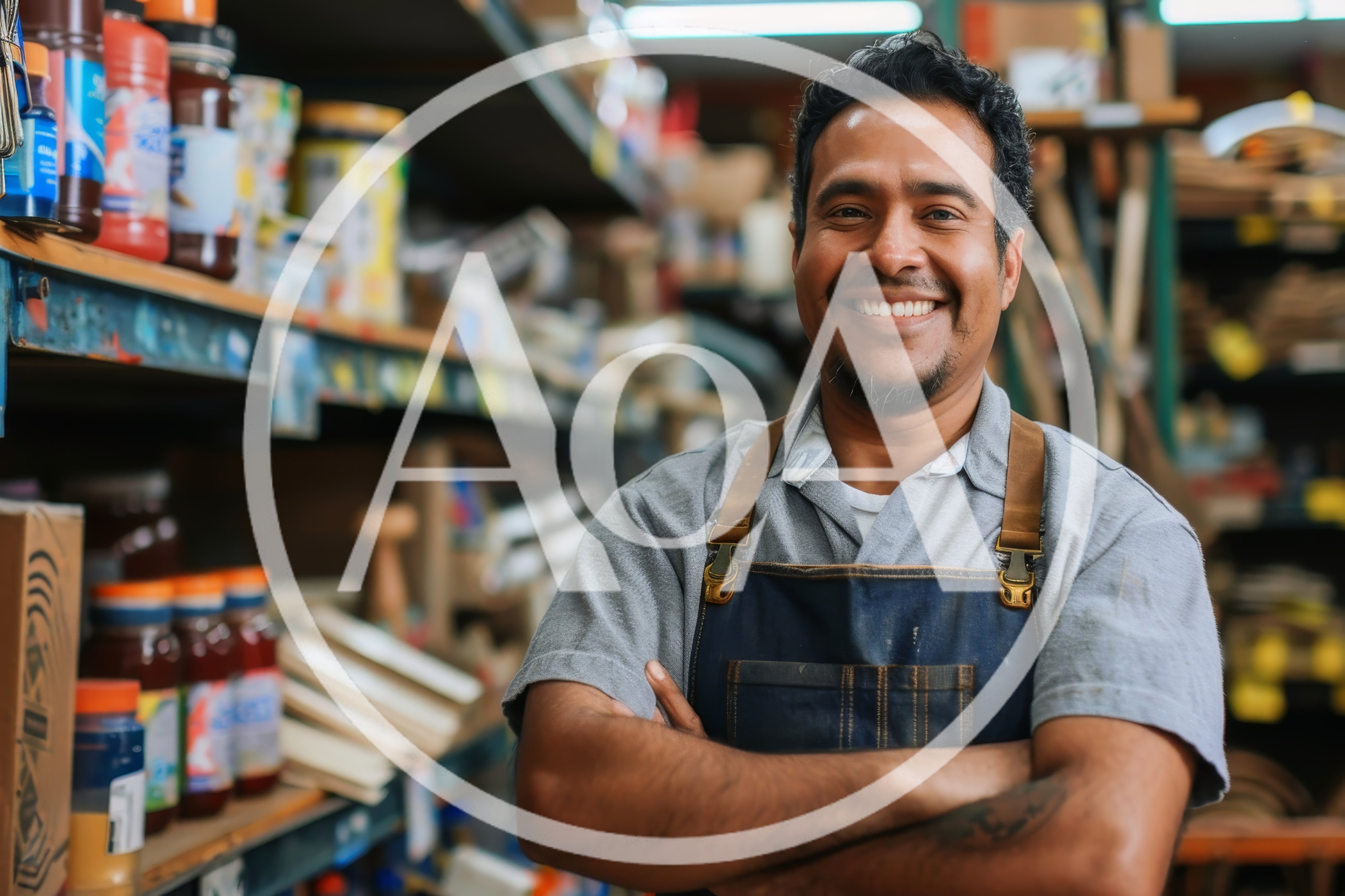 Smiling Hardware Store Clerk Standing In Aisle